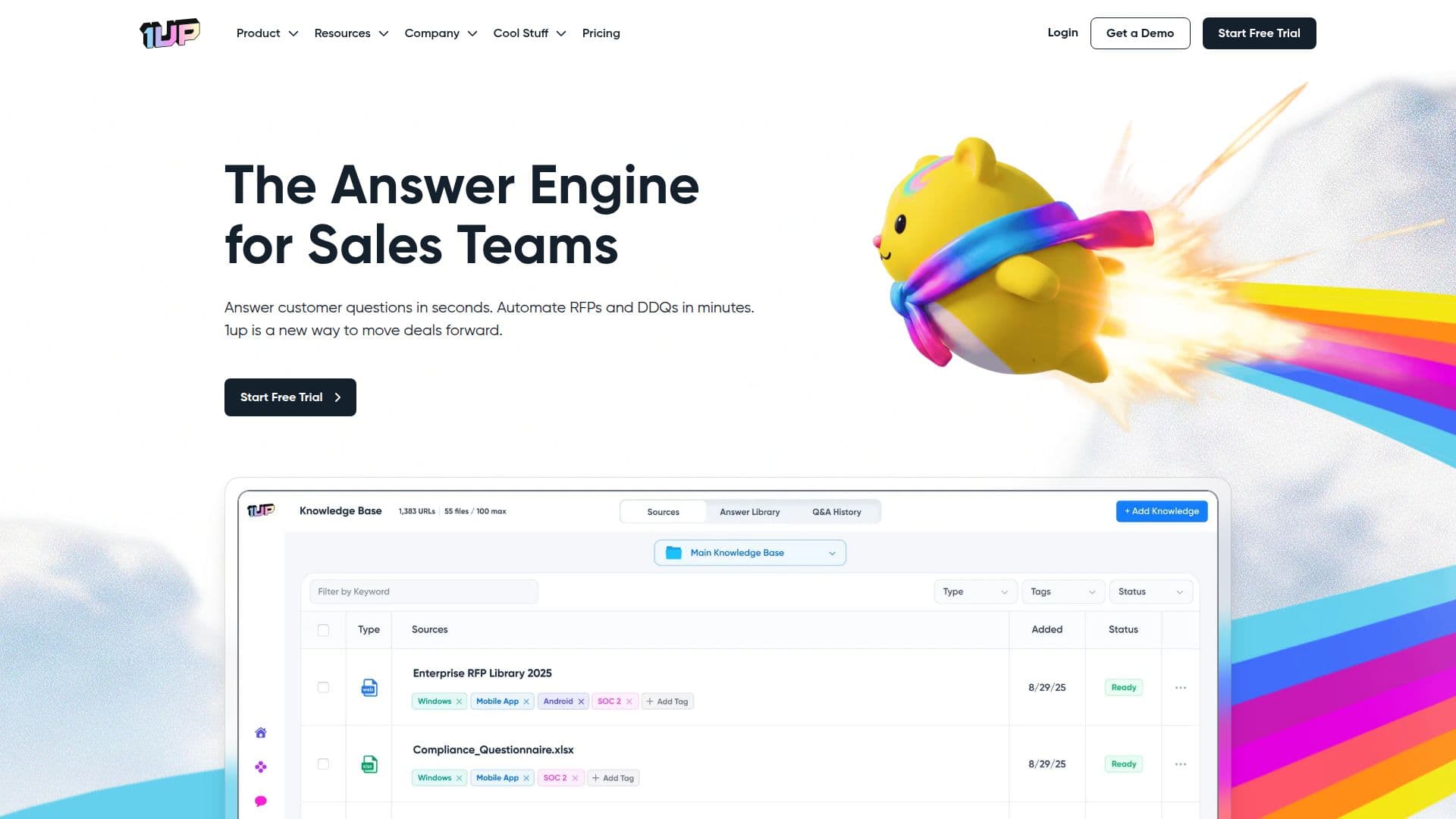 1up - The Answer Engine for Sales Teams screenshot