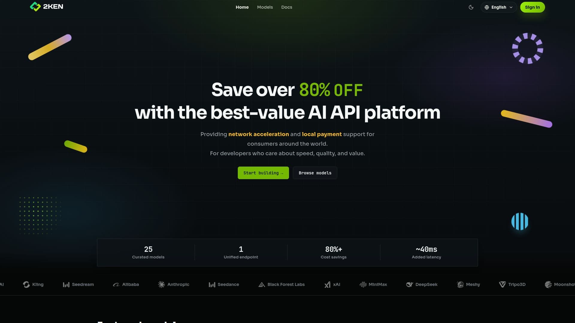 2KEN - 统一的 AI API 网关 截图