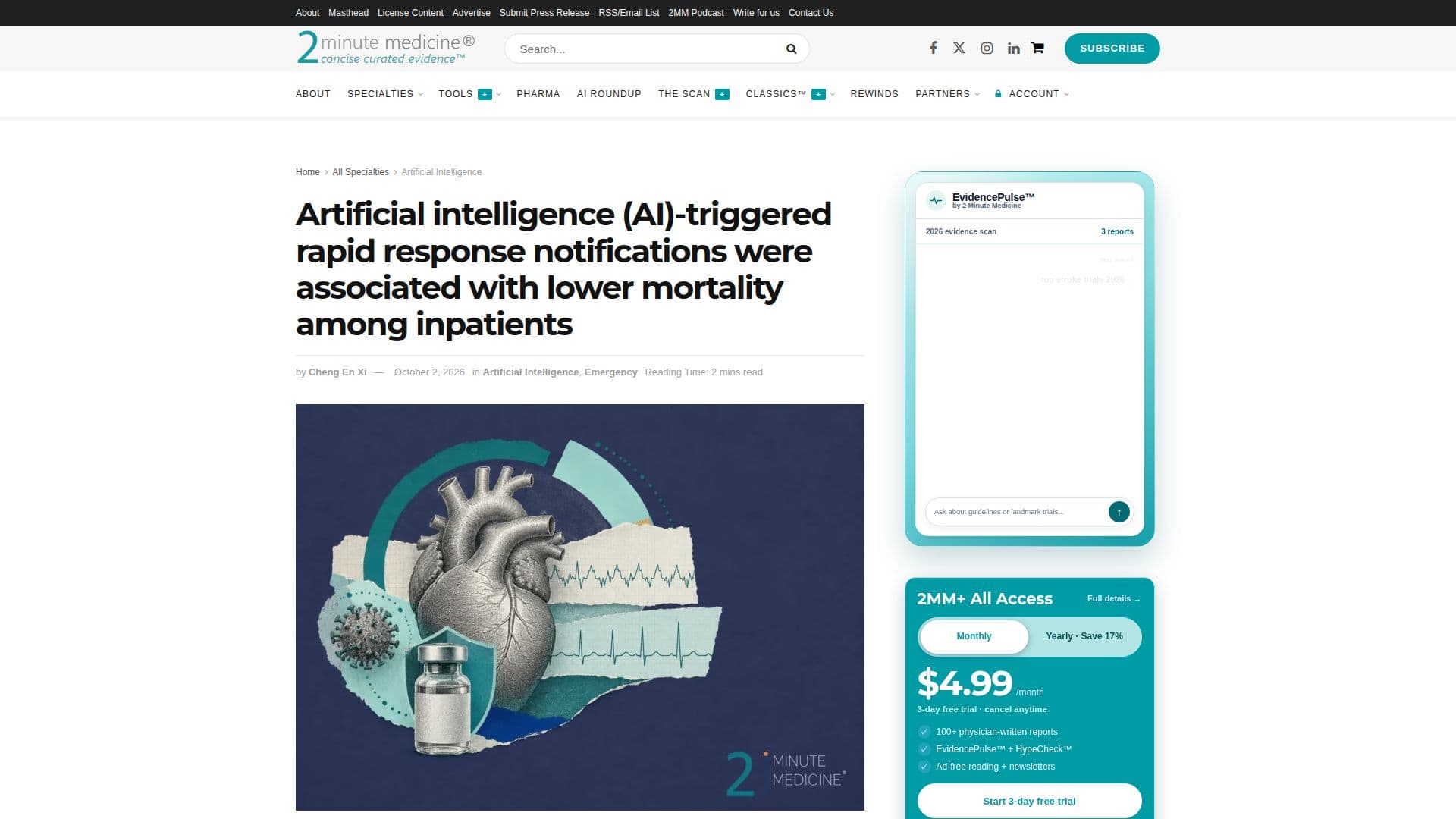 2 Minute Medicine AI Tools screenshot