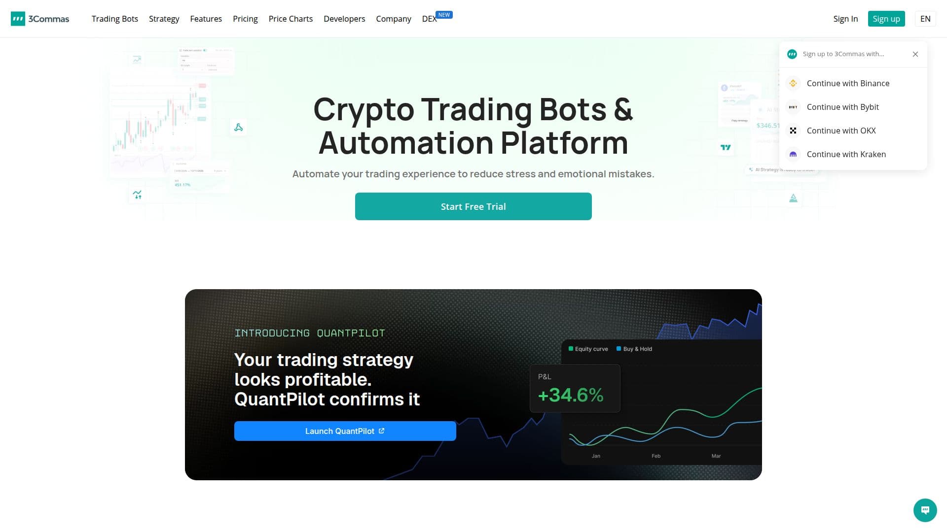 Tangkapan layar 3Commas: Bot Perdagangan Crypto & Platform Automasi