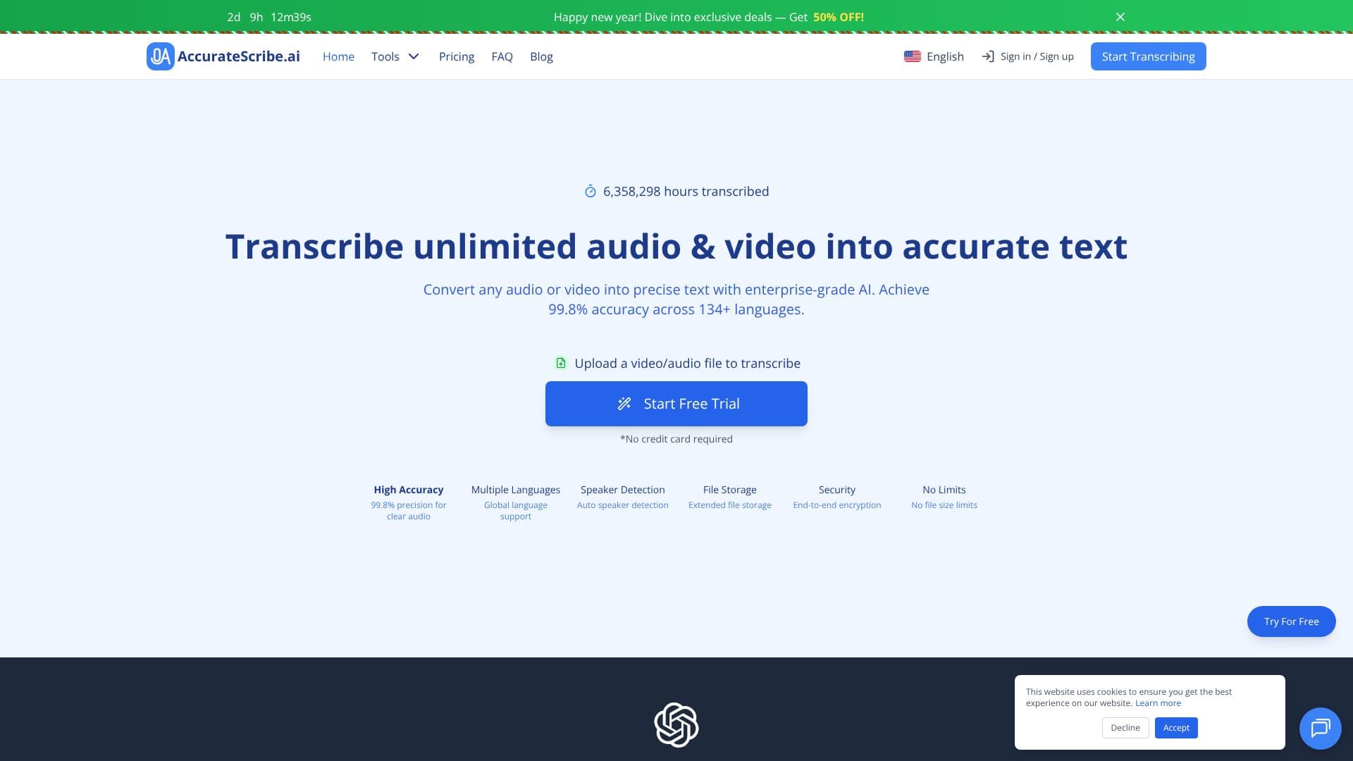 لقطة شاشة لـ AccurateScribe AI Transcription