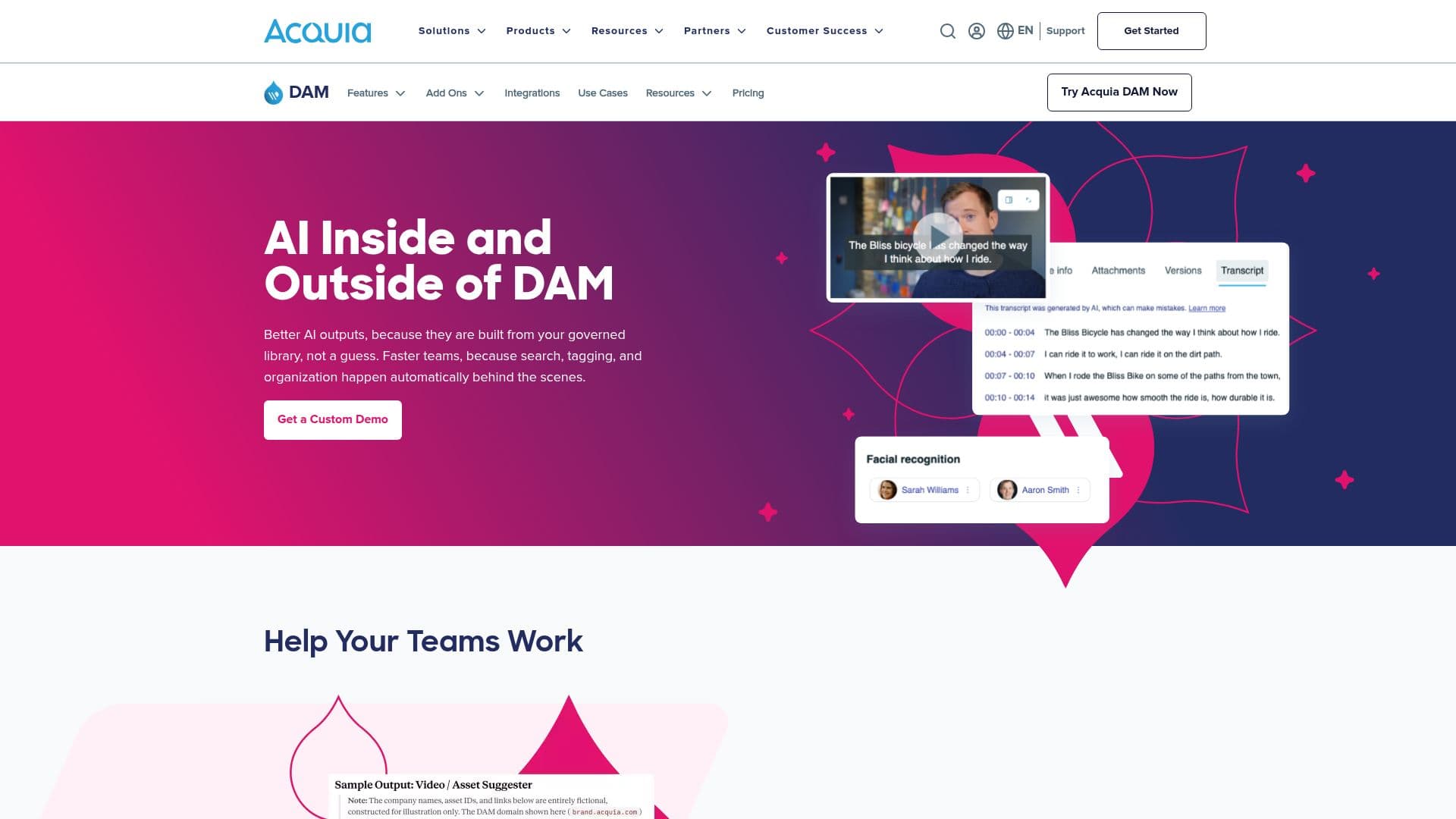 Acquia DAM AI Features screenshot