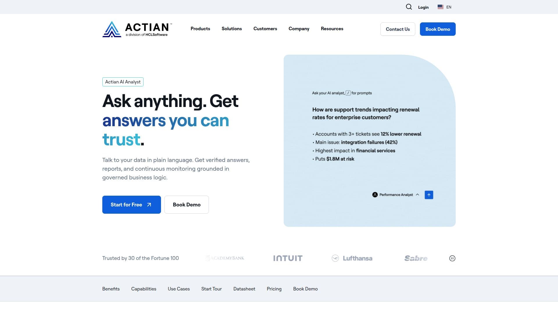 Capture d’écran de Actian AI Analyst