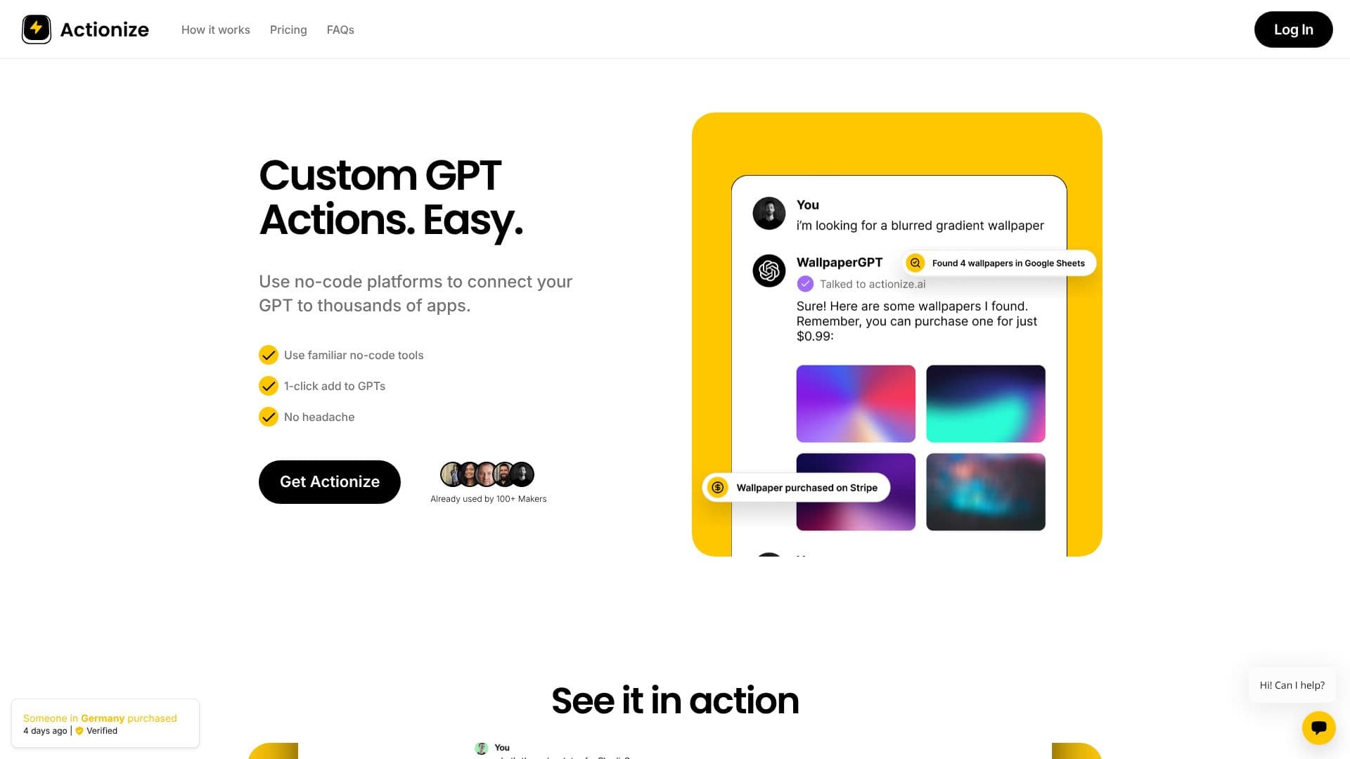Скриншот Actionize - Пользовательские действия GPT