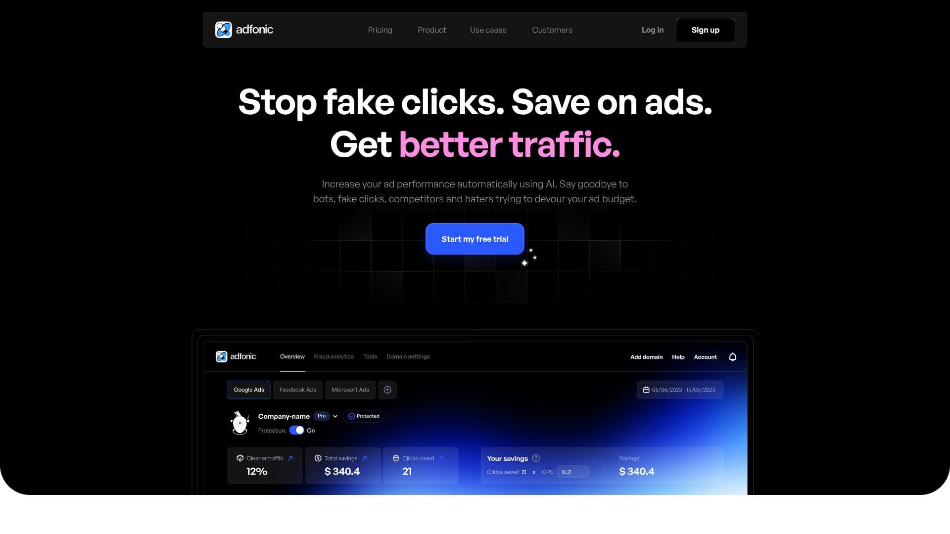 Screenshot von Adfonic Click-Betrugsschutz