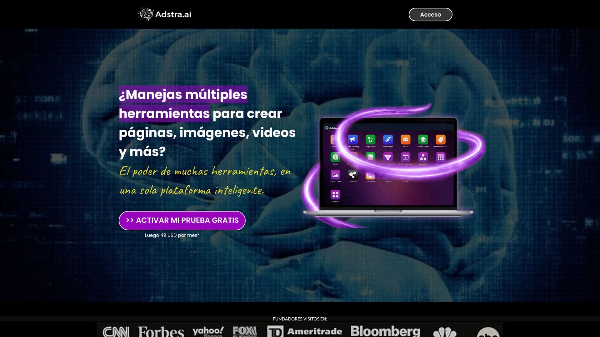 Captura de tela do Adstra.ai
