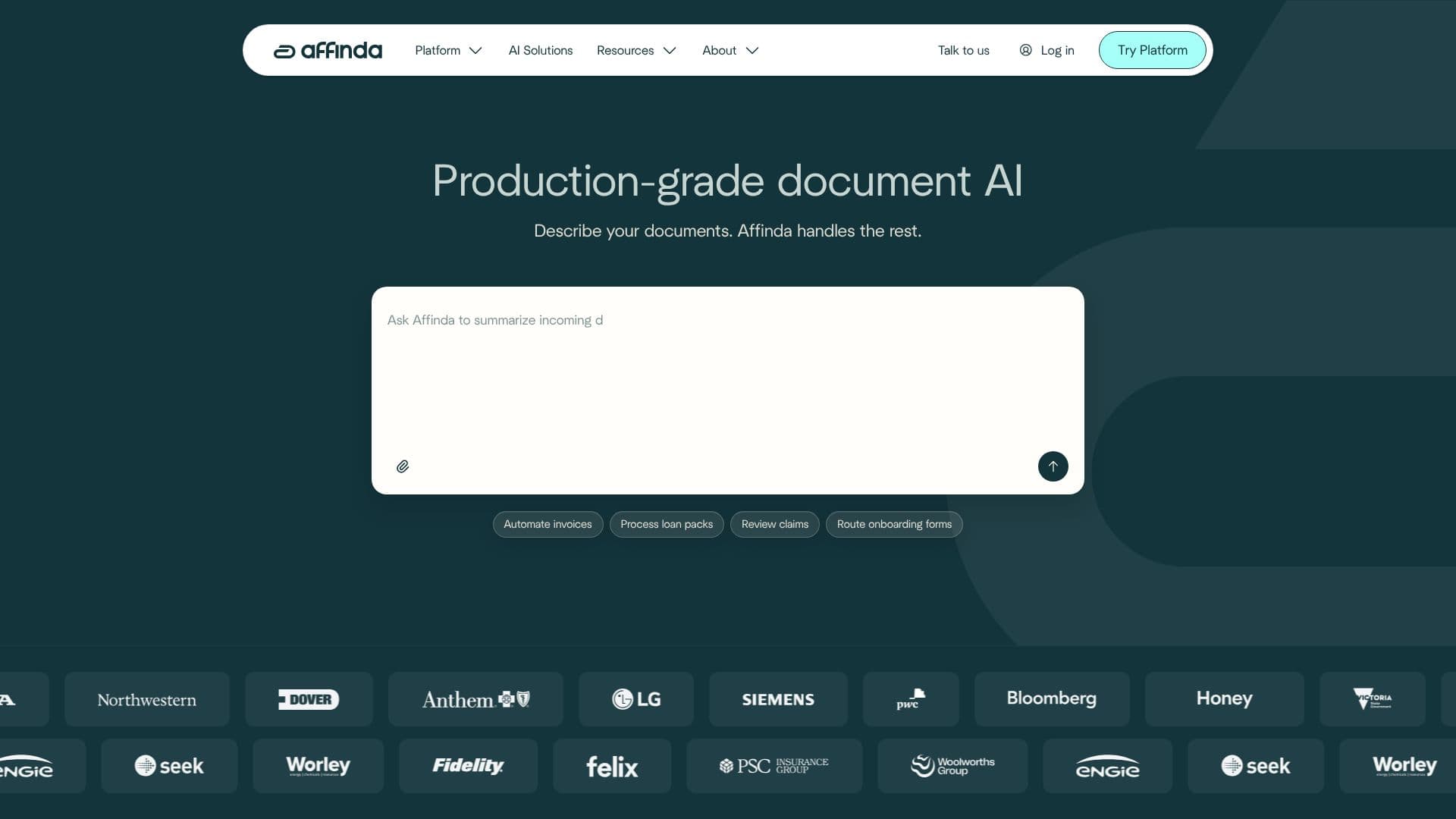 Affinda Intelligent Document Processing 스크린샷