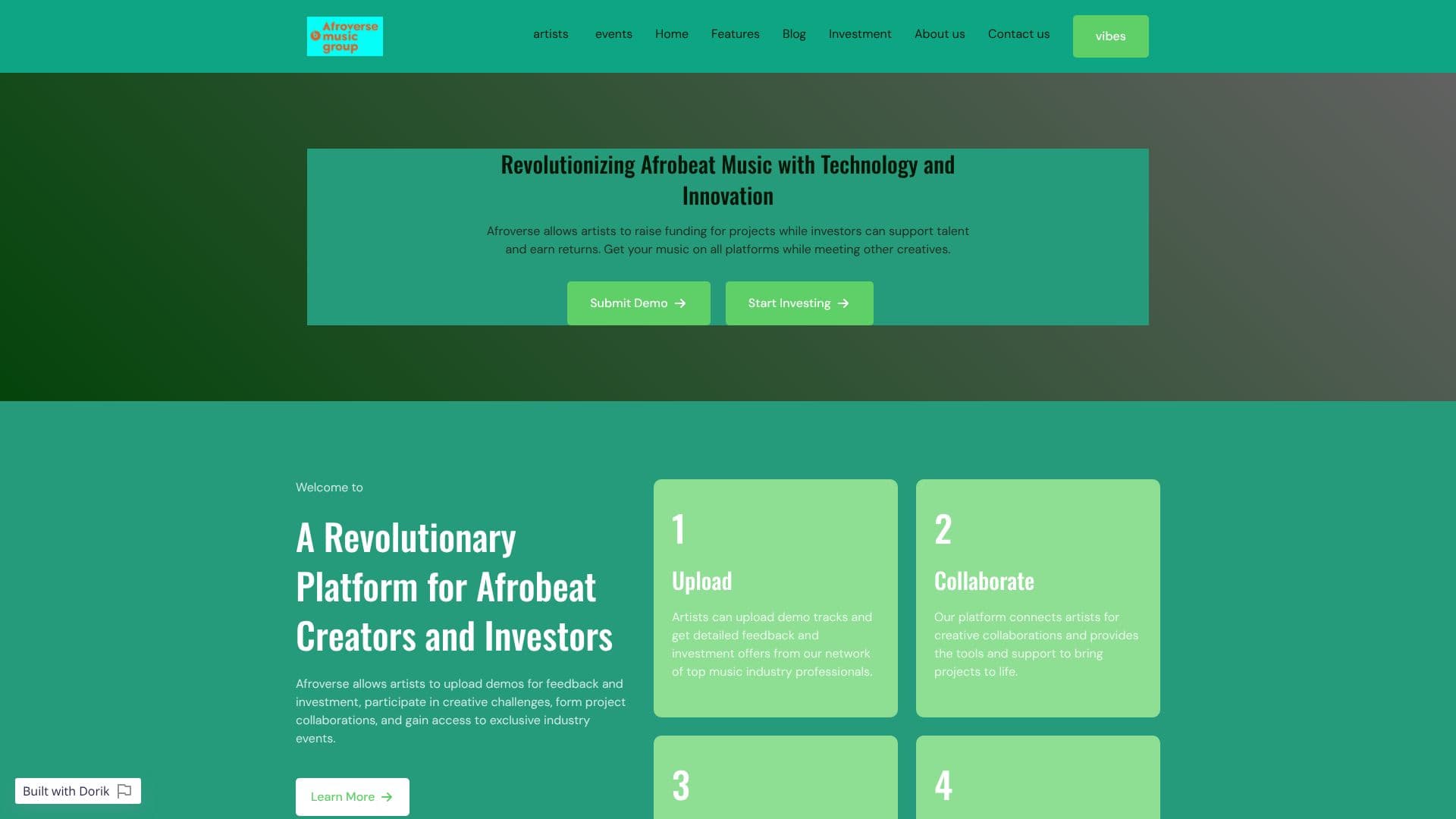 Tangkapan layar Afroverse Music Platform