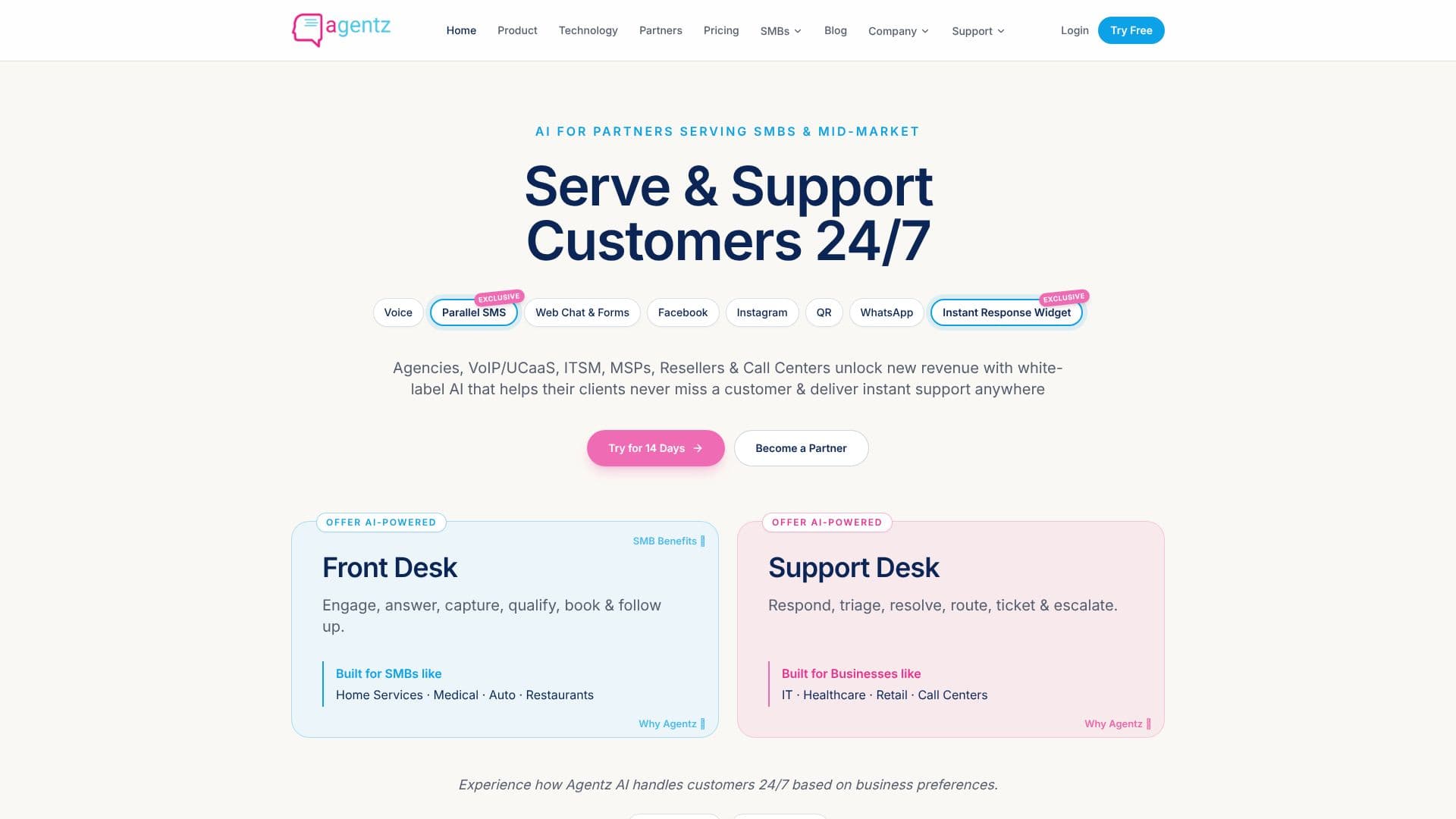 Agentz | AI Front Desk & Support screenshot