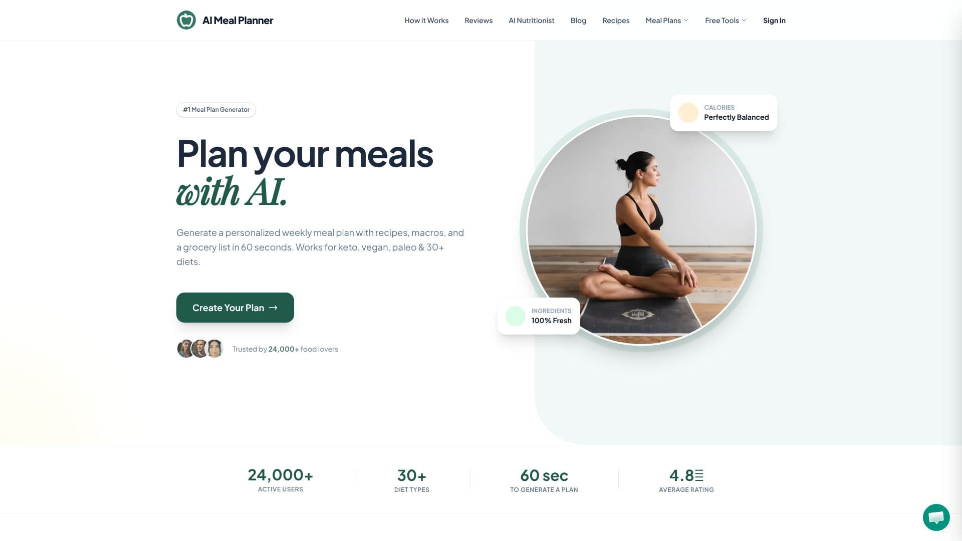Tangkapan layar Perencana Makanan AI