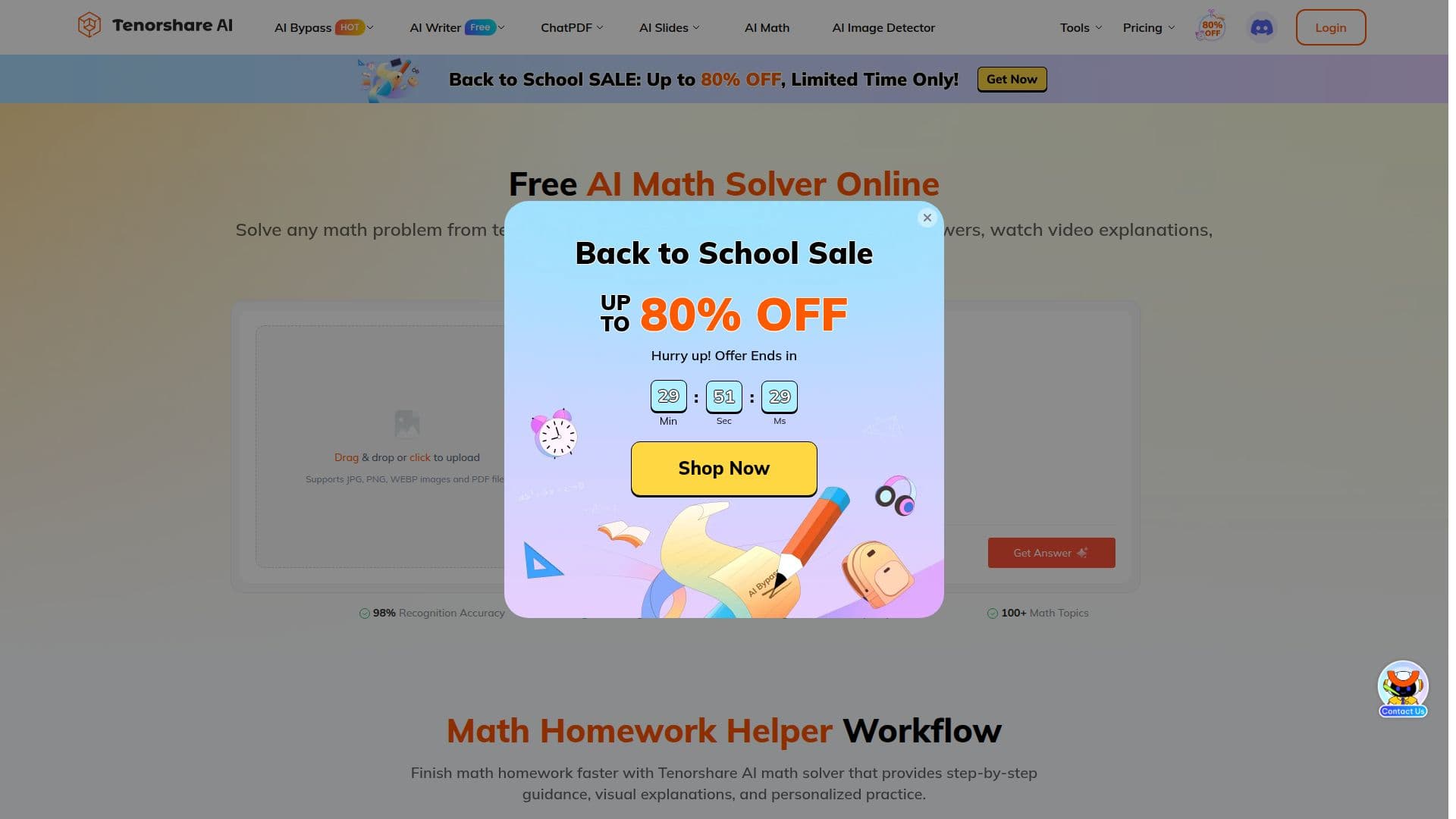 Captura de pantalla de Tenorshare AI Math Solver