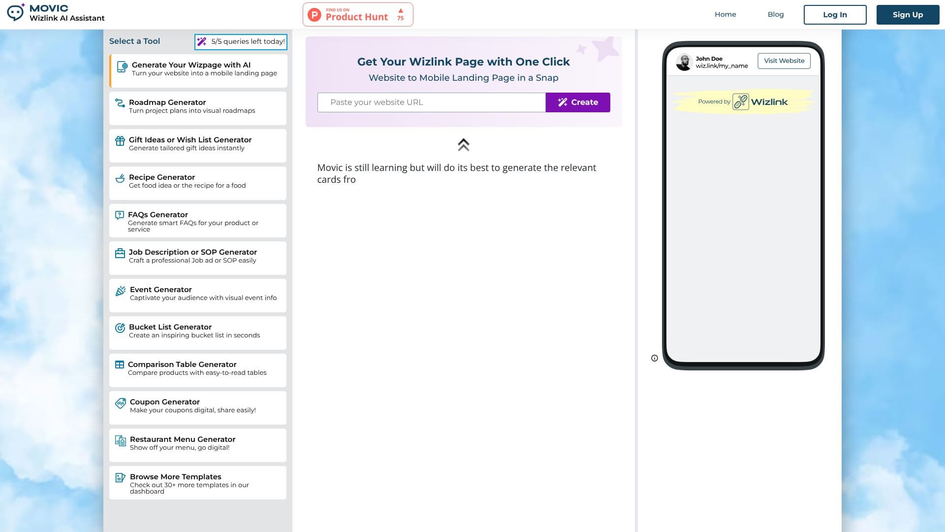 Tangkapan layar AI Landing Page Builder