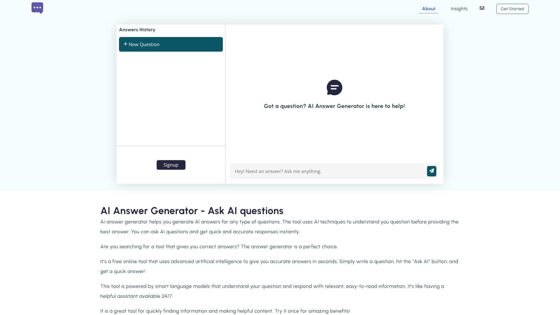 AI Answer Generator screenshot
