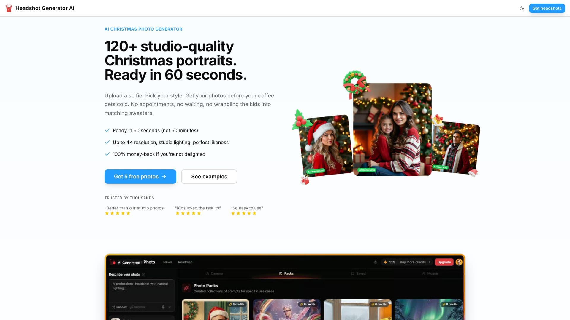 Captura de pantalla de Generador de Fotos Navideñas con IA