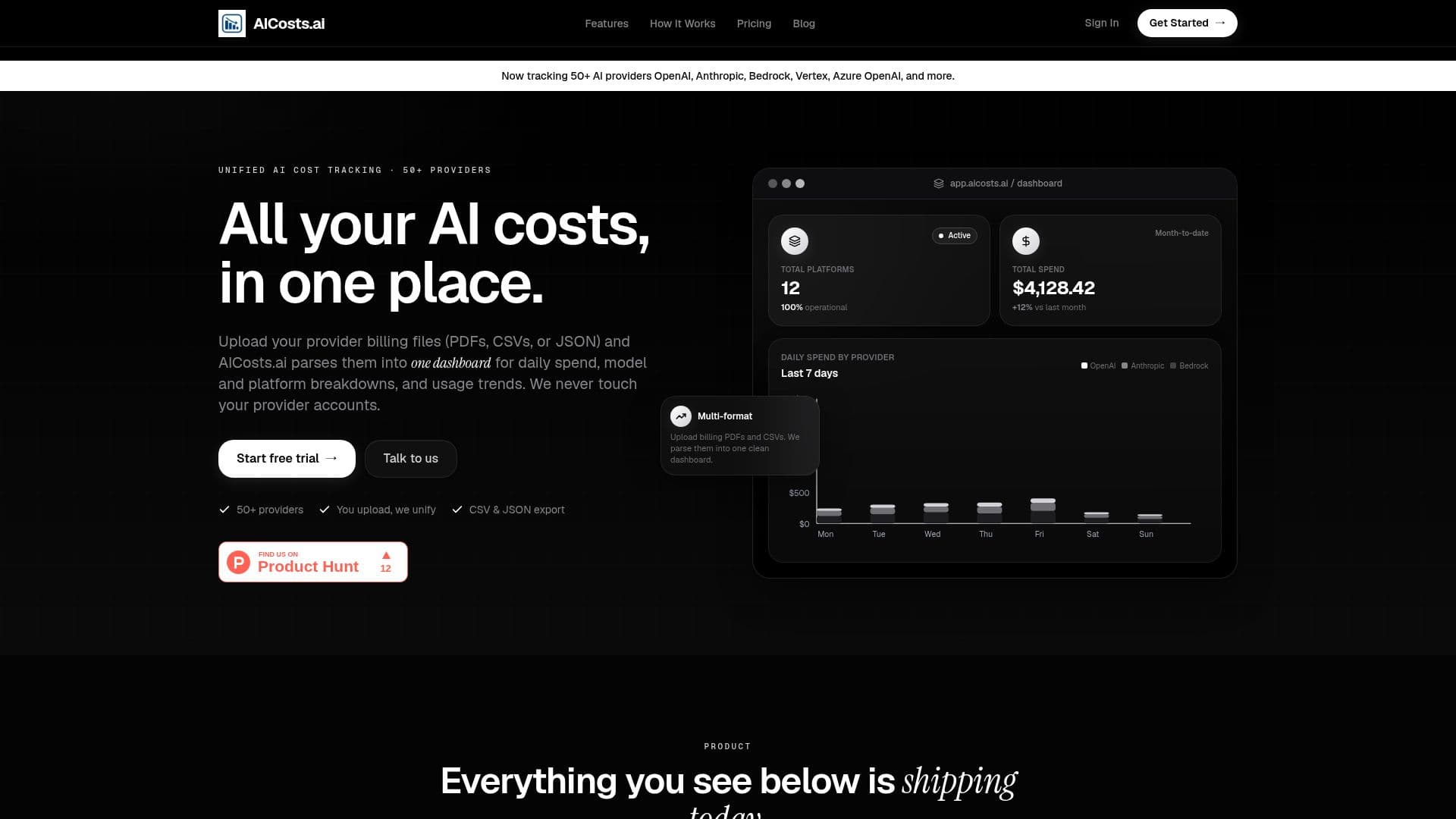 Скриншот AICosts.ai