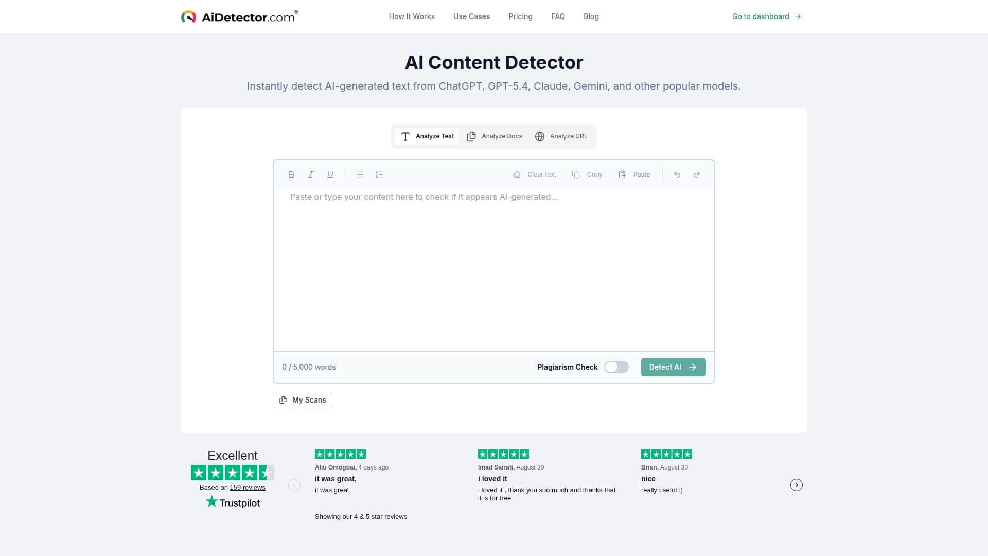 Tangkapan layar AI Detector