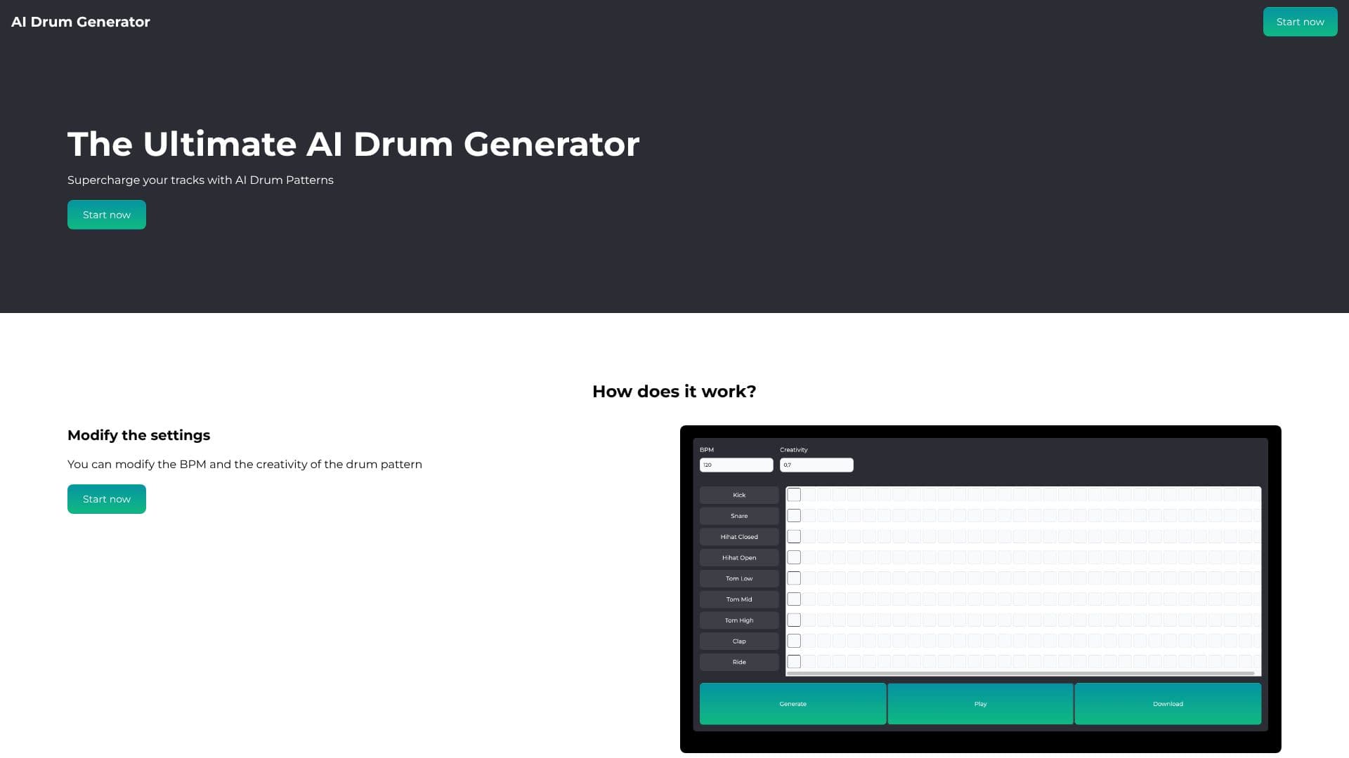 Screenshot von AI Drum Generator