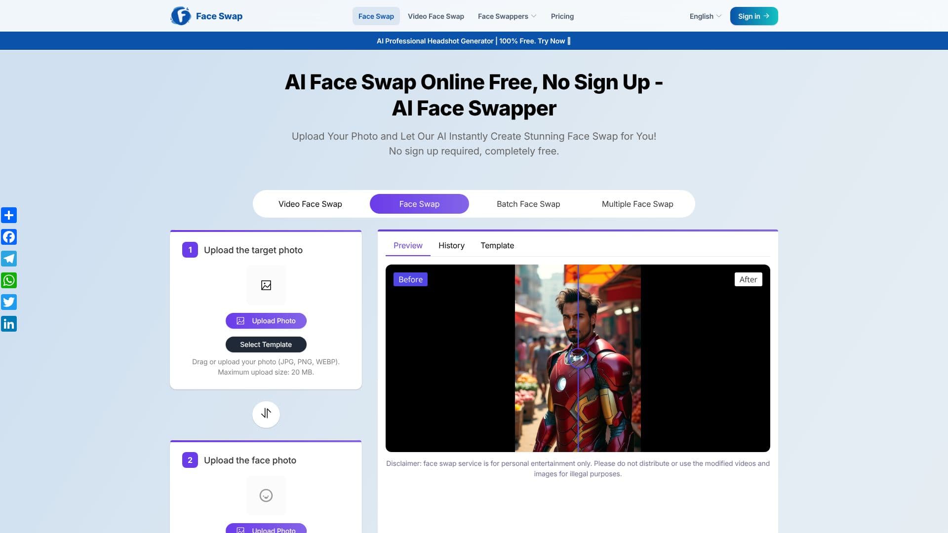 Capture d’écran de AI Face Swapper