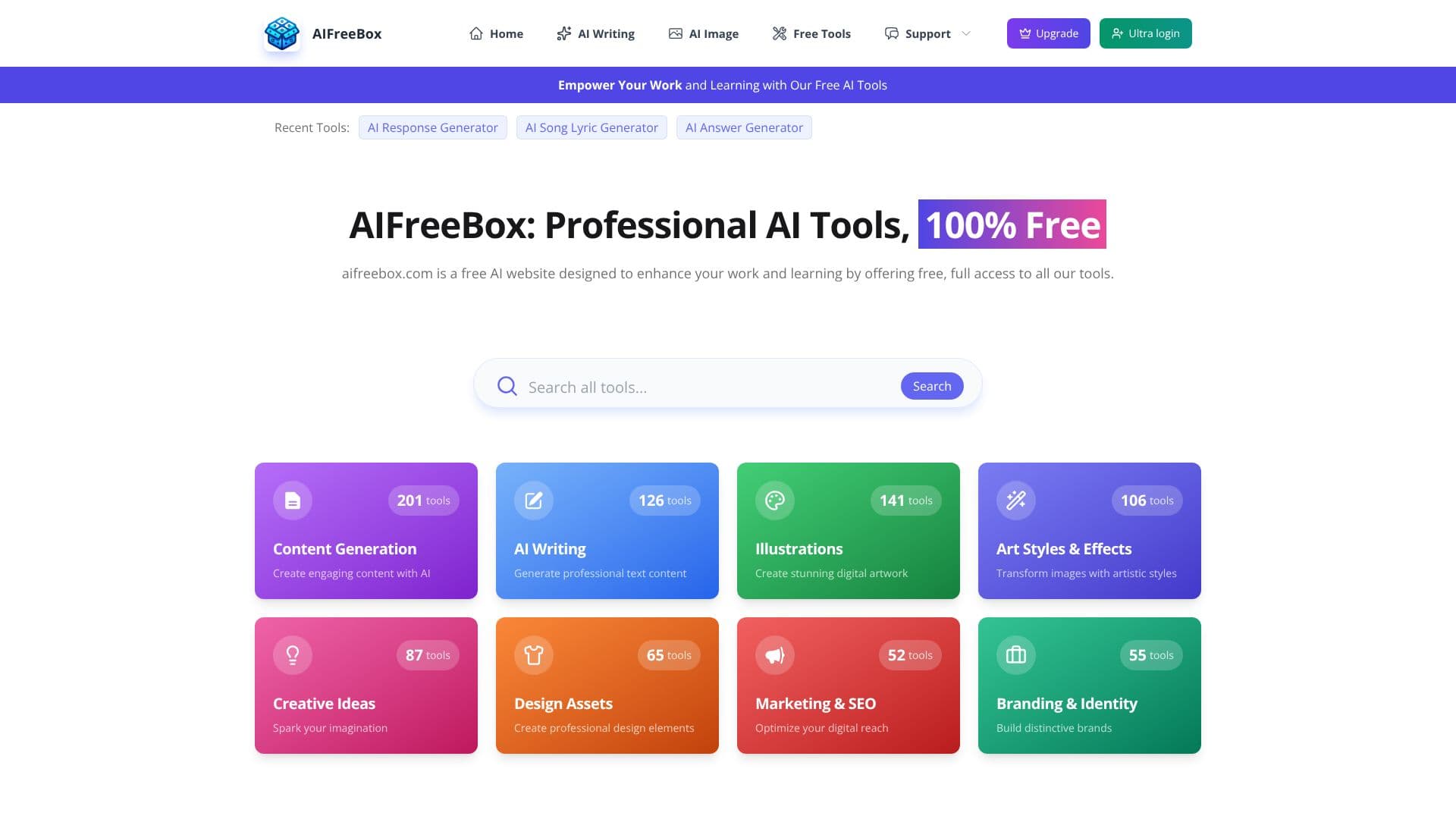 Tangkapan layar AIFreeBox - Alat AI Gratis
