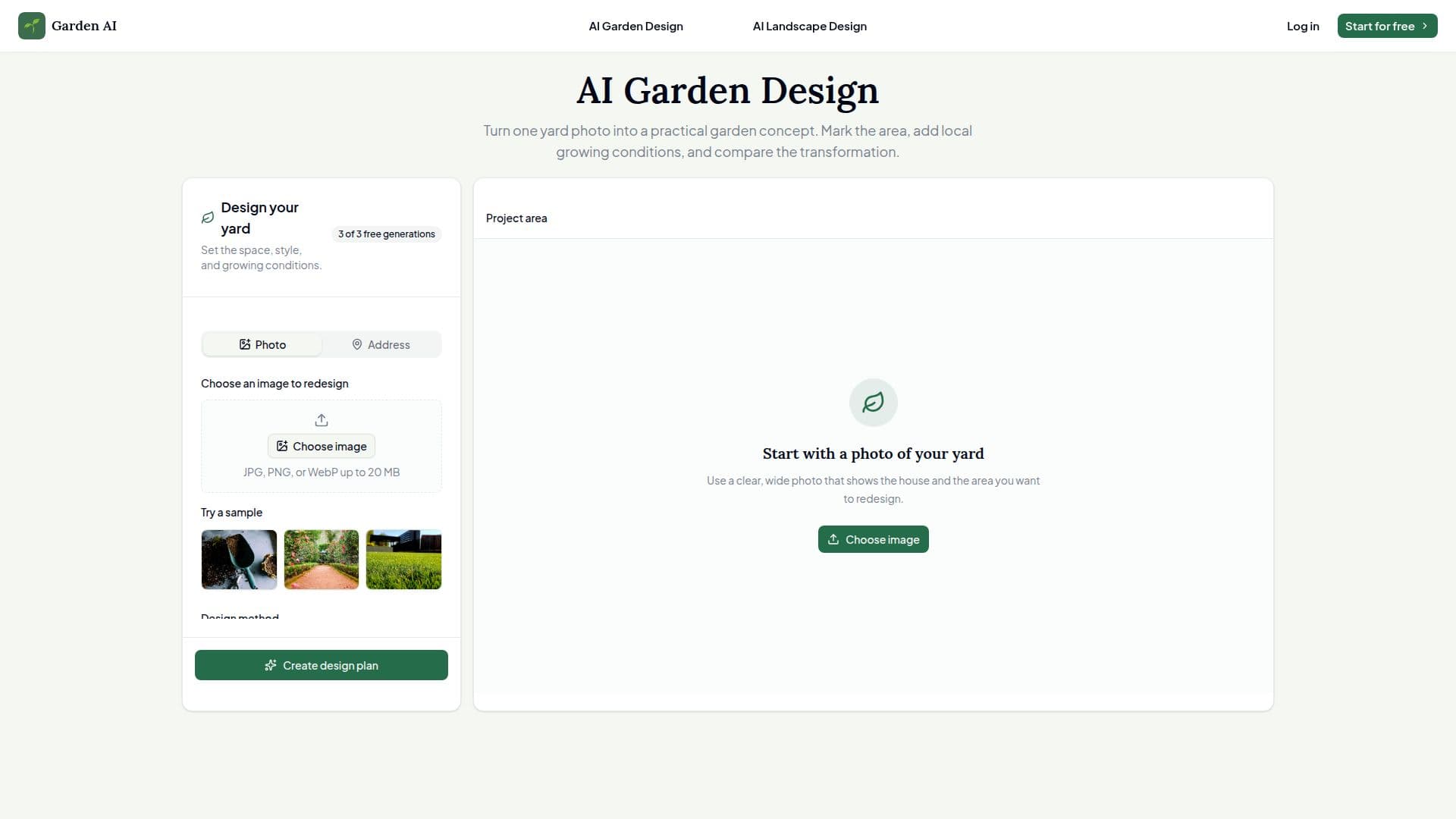 Screenshot von AI Gartenplanung