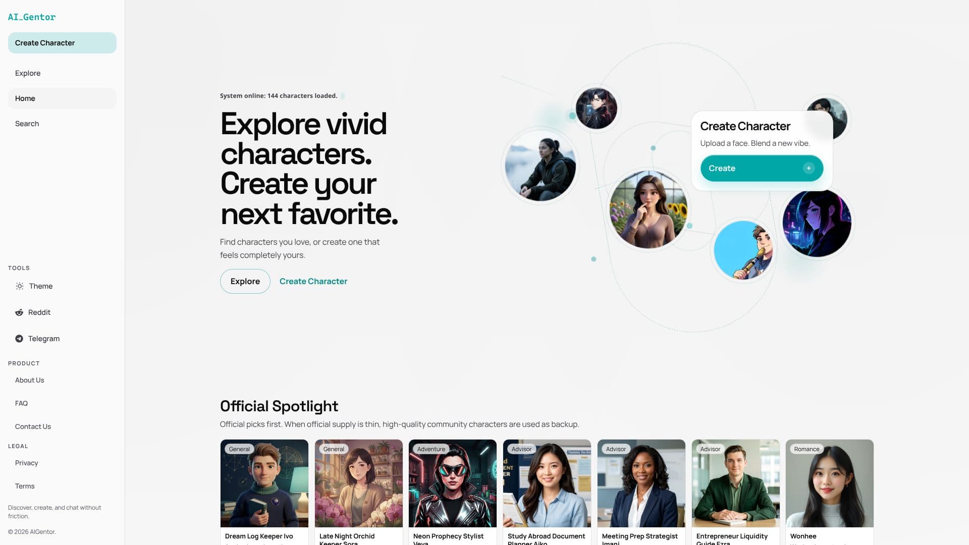 AIGentor | Free Character AI Chat screenshot