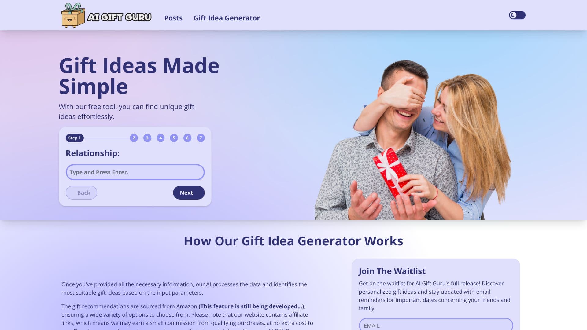 Screenshot von AI Gift Guru