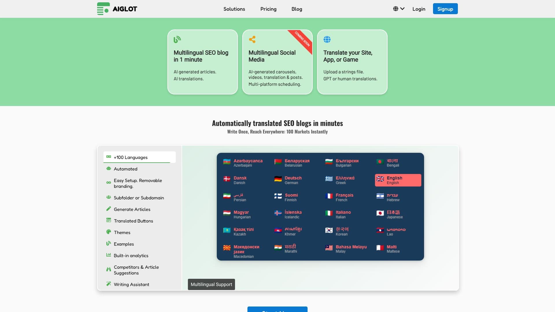 AIGLOT - Multilingual SEO Blog screenshot