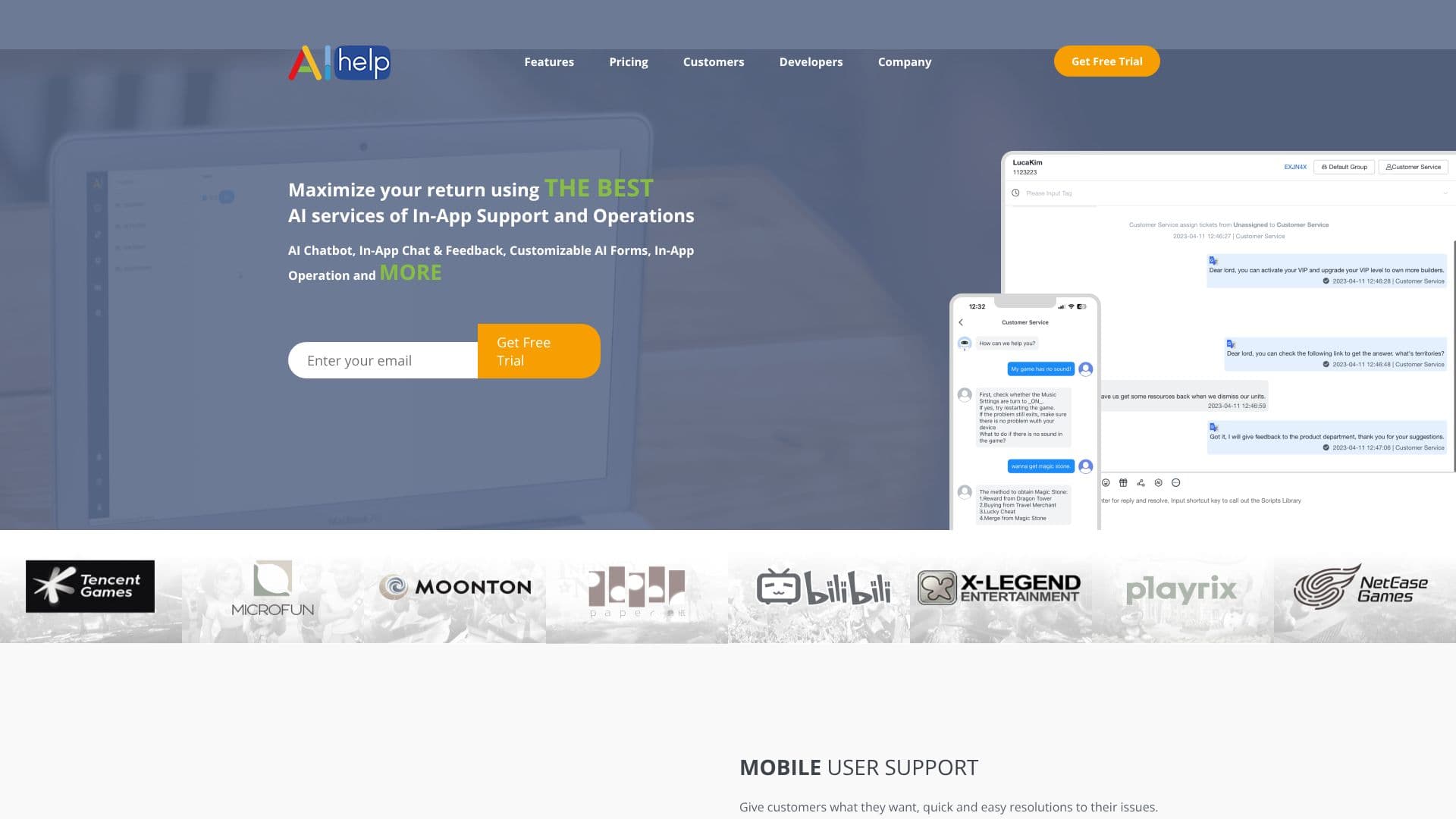 Captura de tela do AIHelp Suporte ao Cliente