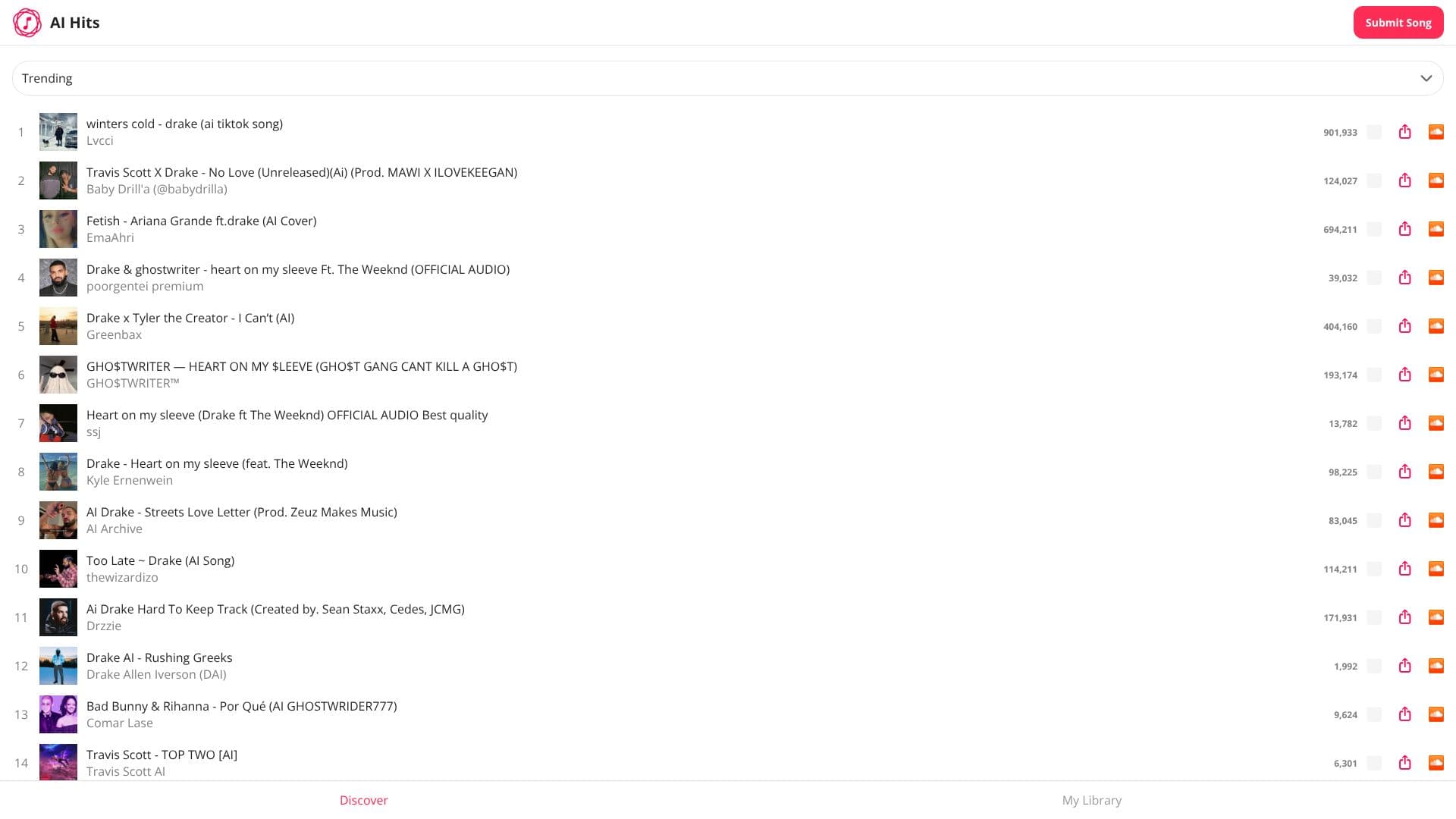 Screenshot von AI Hits - KI-Musik-Charts