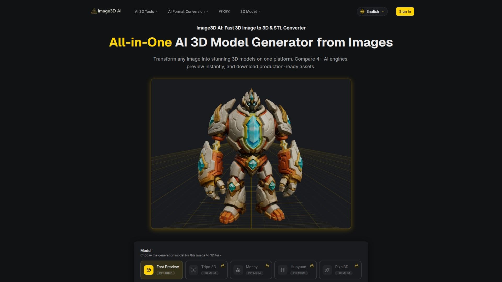 Captura de tela do Image3D AI