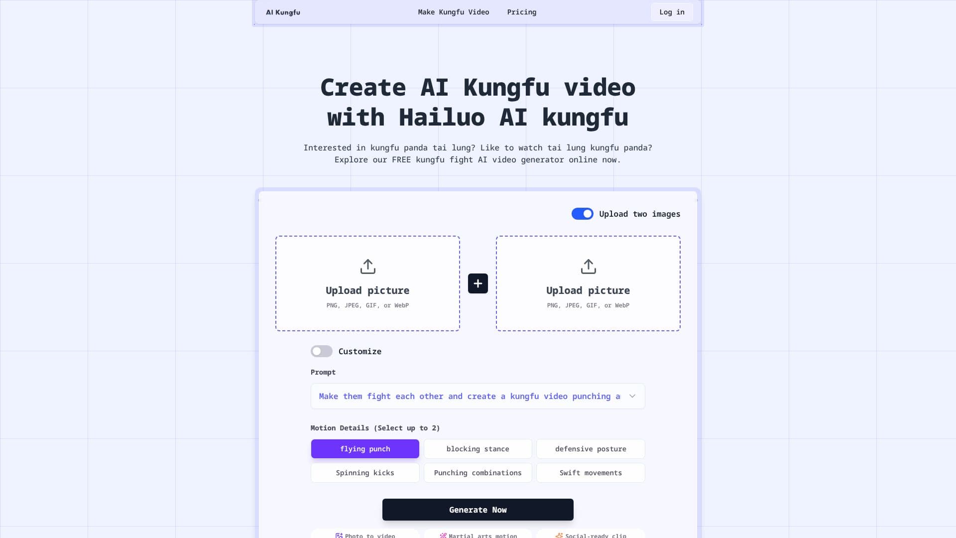 Screenshot von AI Kungfu Video Generator