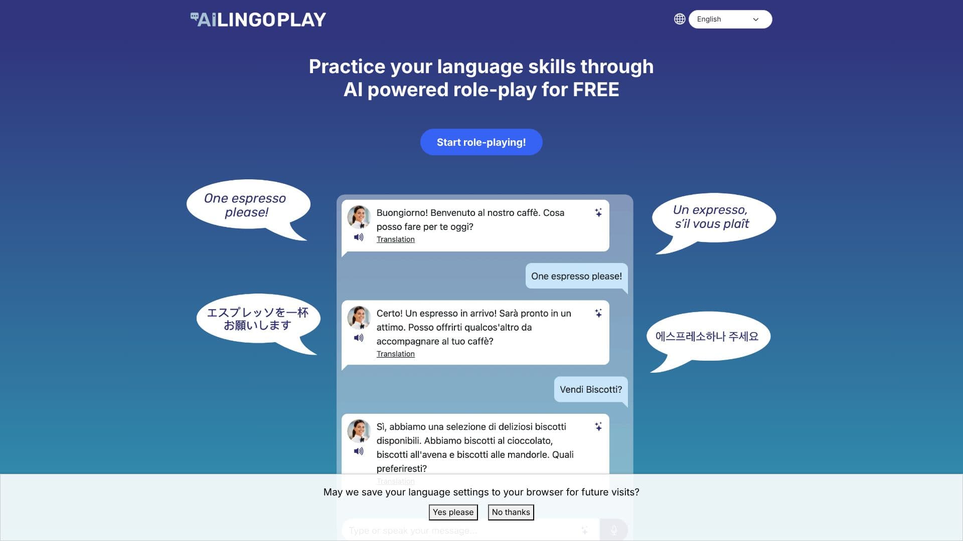 Ai LingoPlay Language Role Play screenshot