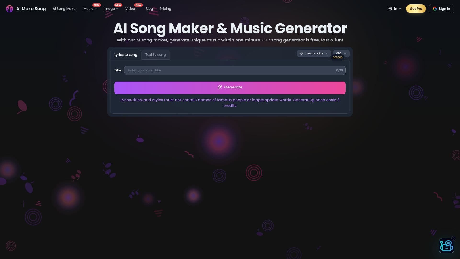 Screenshot von AI Make Song