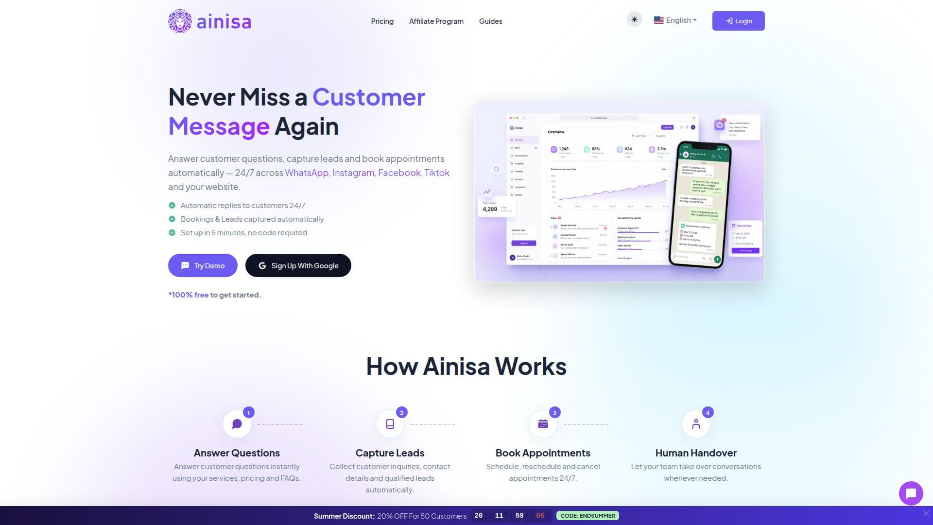 Ainisa AI Receptionist screenshot