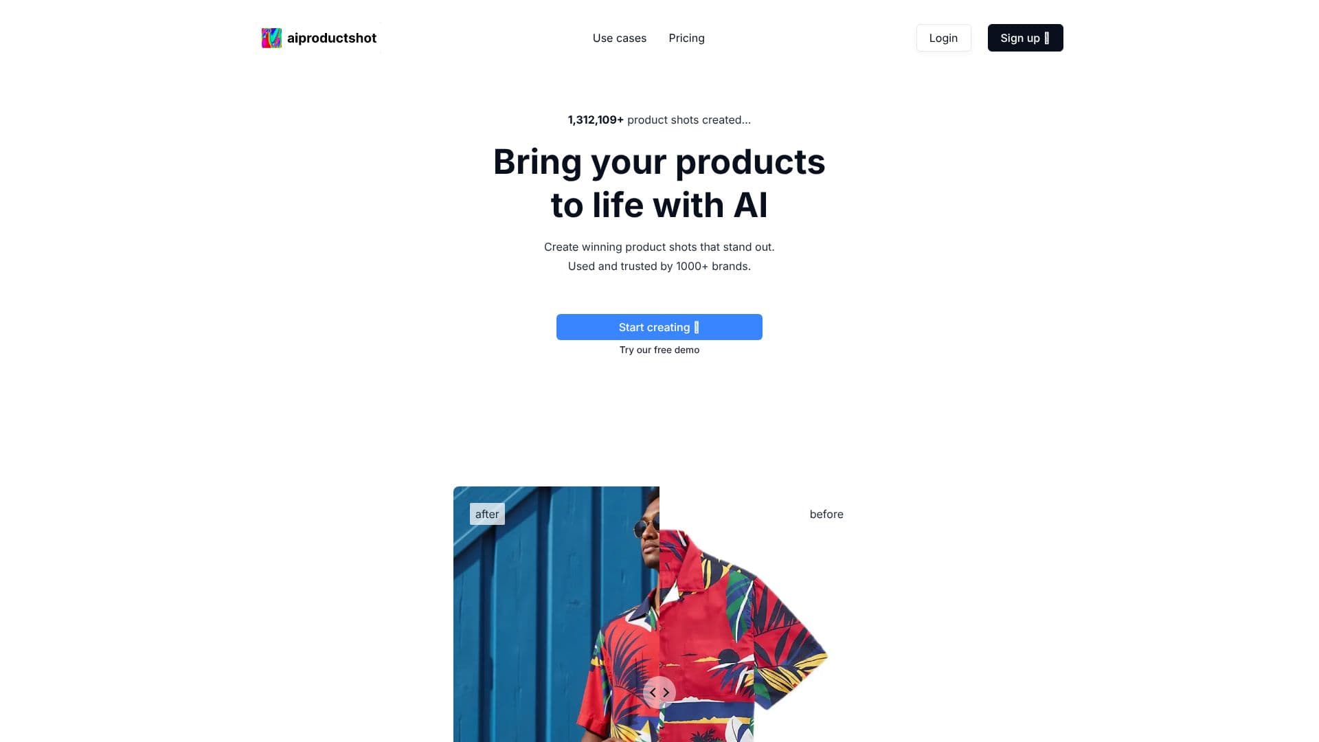 Screenshot von AI Product Shot