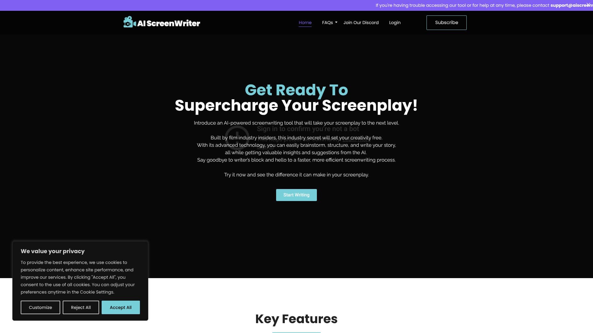 Captura de pantalla de AI Screenwriter