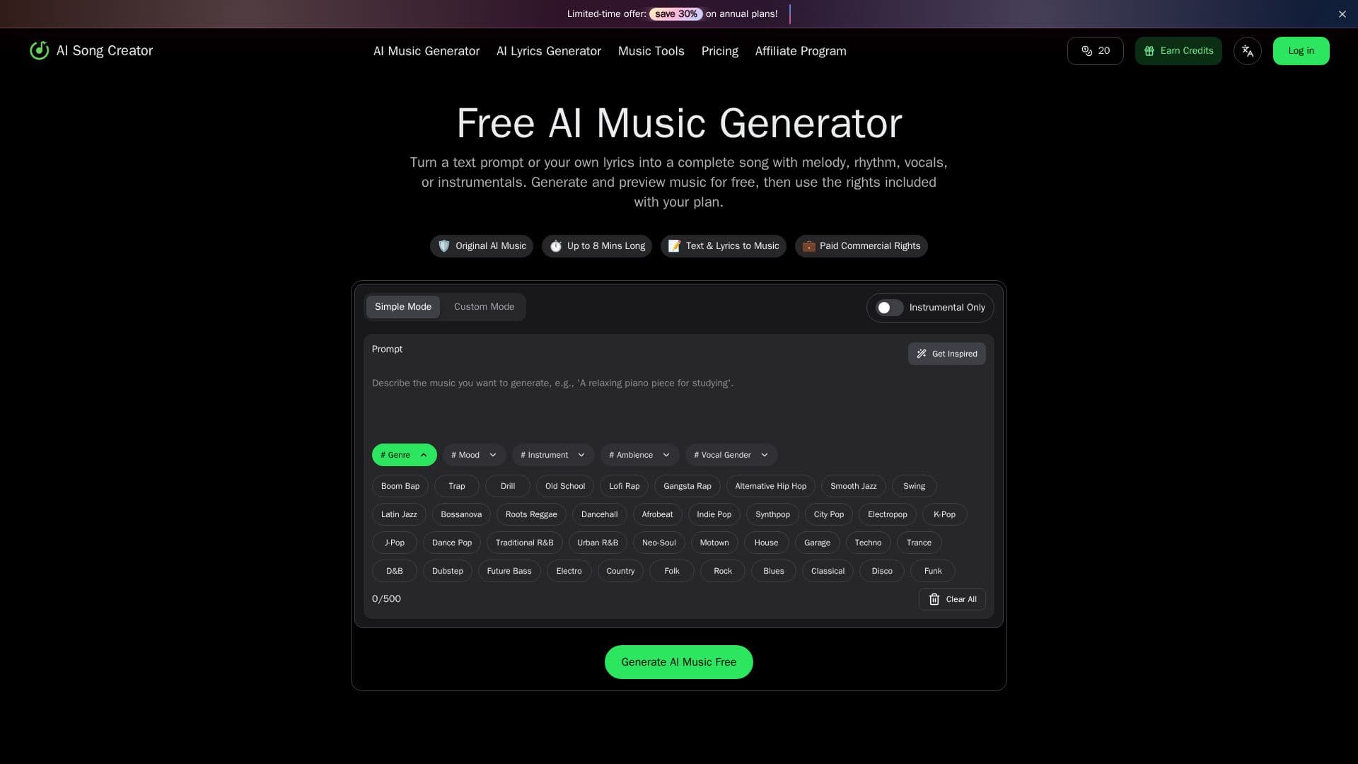 Captura de tela do AI Song Creator
