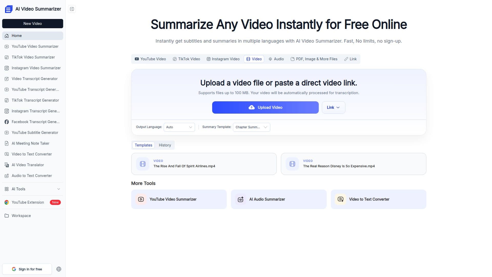 AI Video Summarizer screenshot