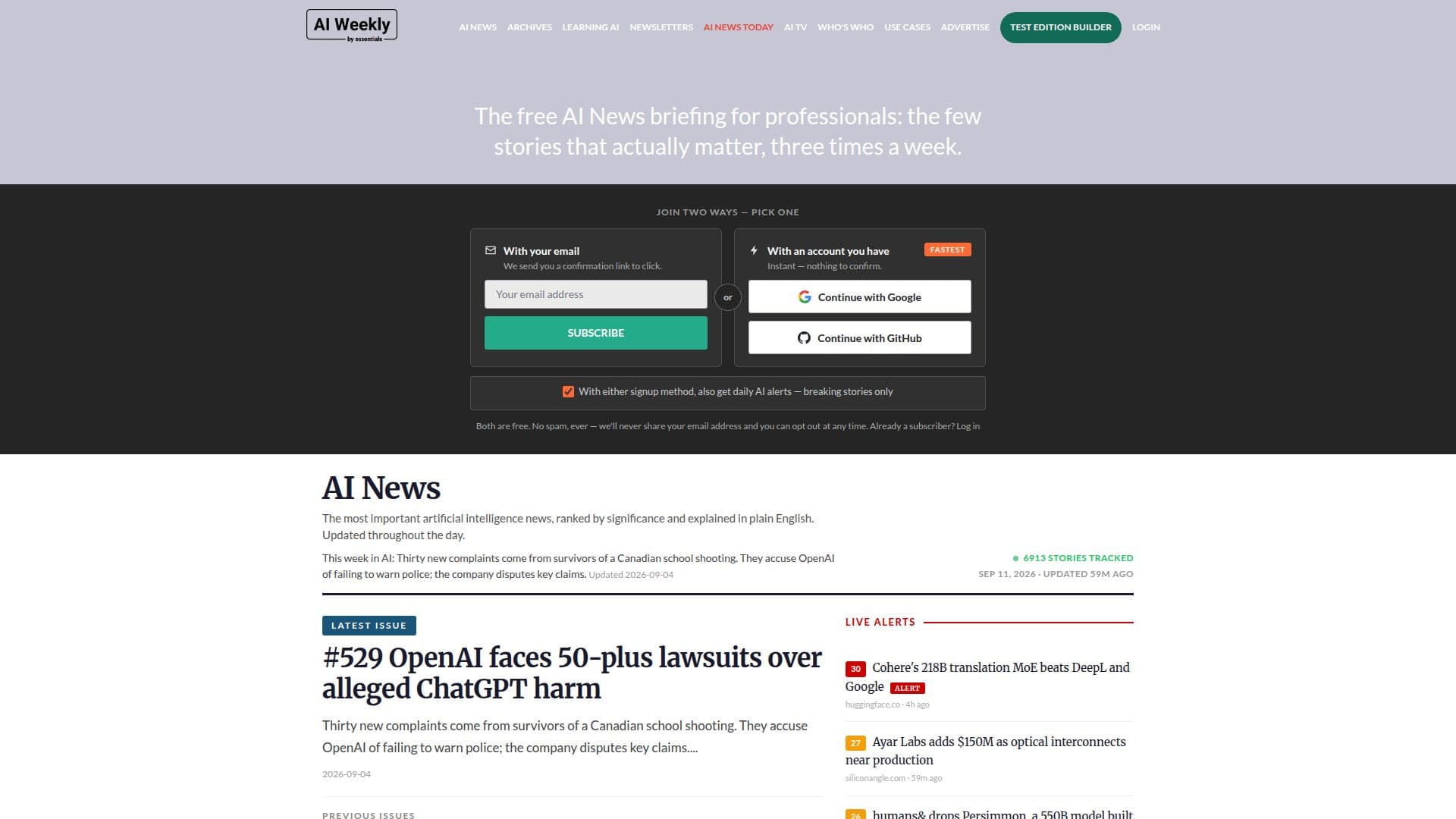 لقطة شاشة لـ AI Weekly