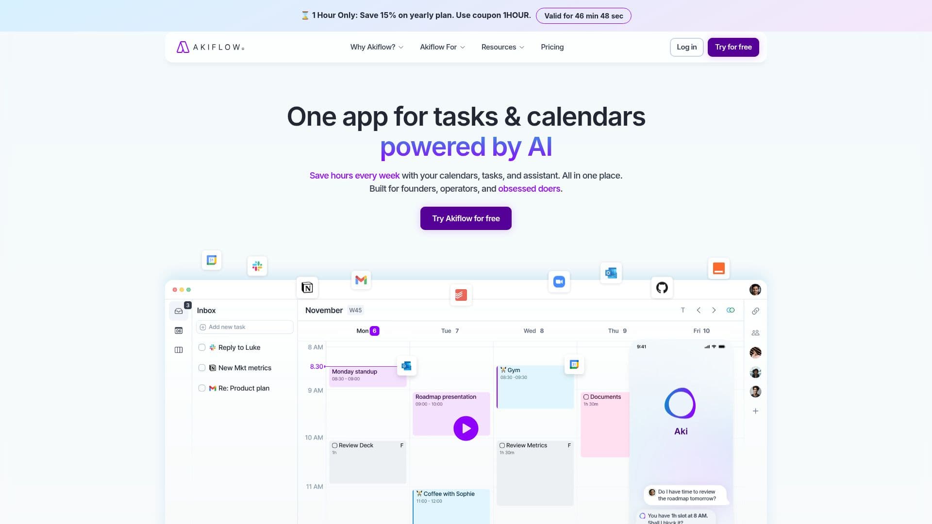 لقطة شاشة لـ Akiflow