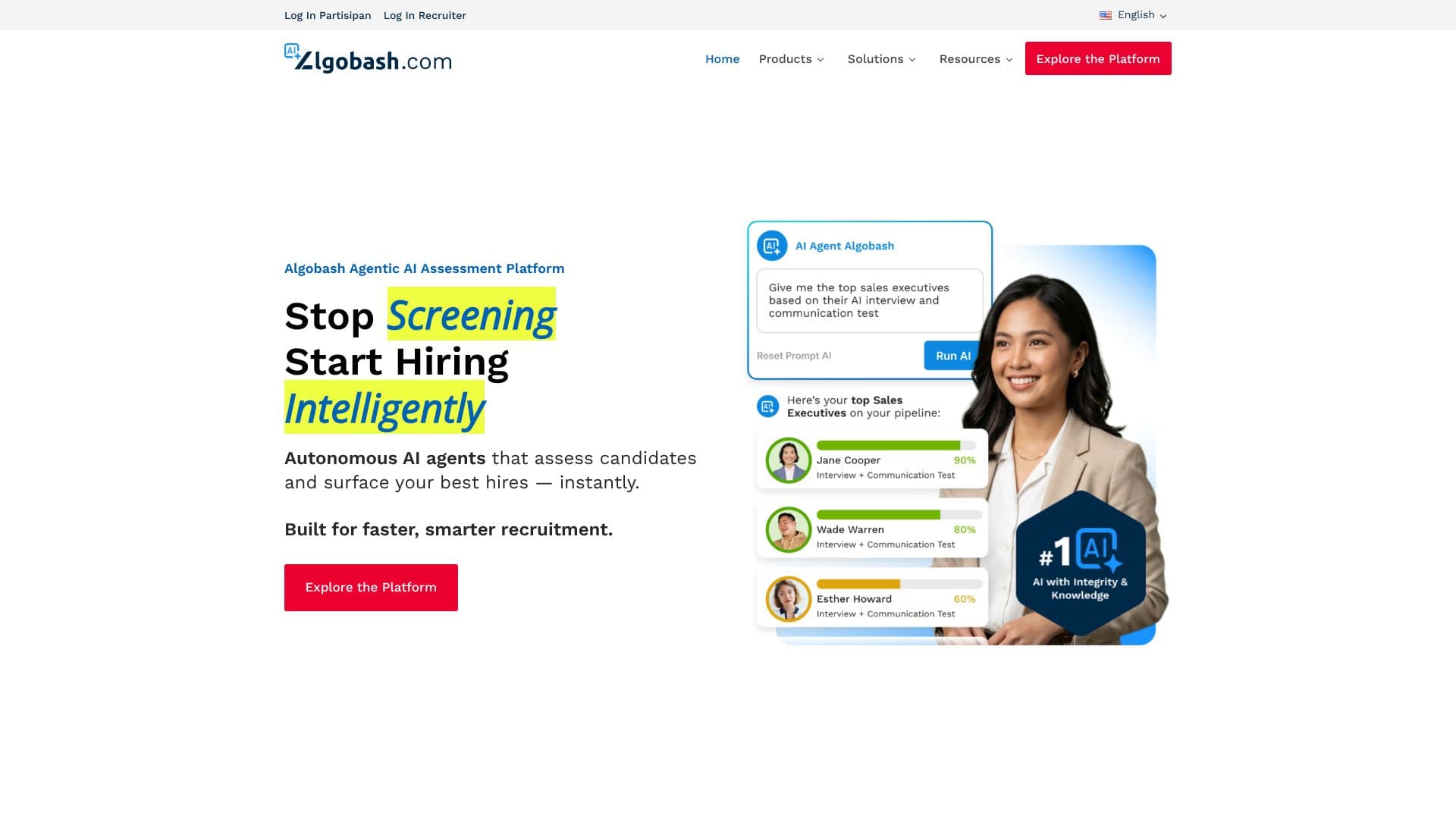 Screenshot von Algobash Assessment Platform