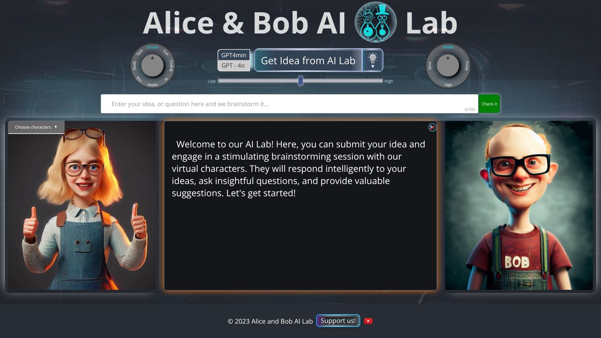 Captura de pantalla de Laboratorio de IA Alice y Bob