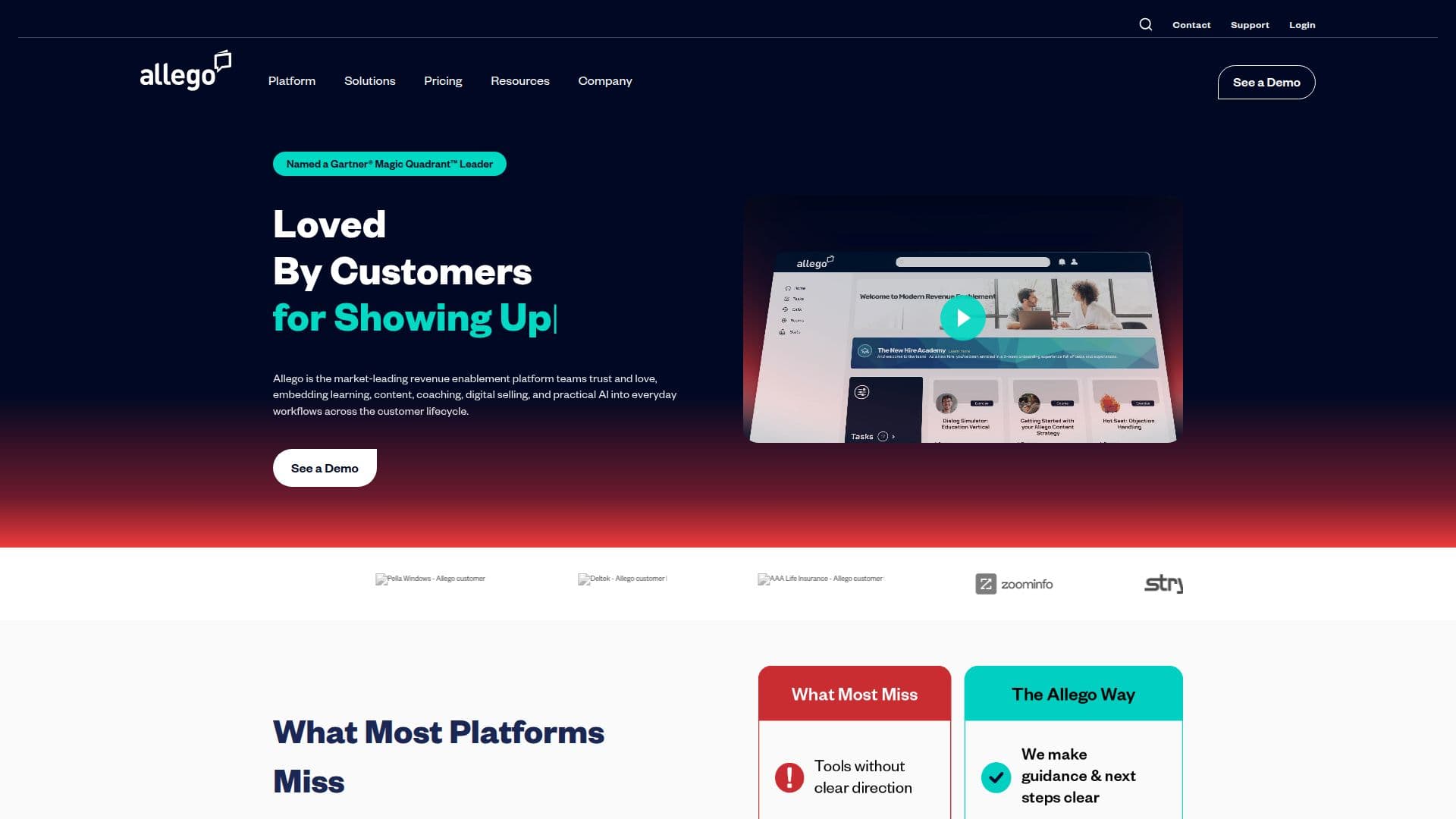 Allego Sales Enablement Platform screenshot
