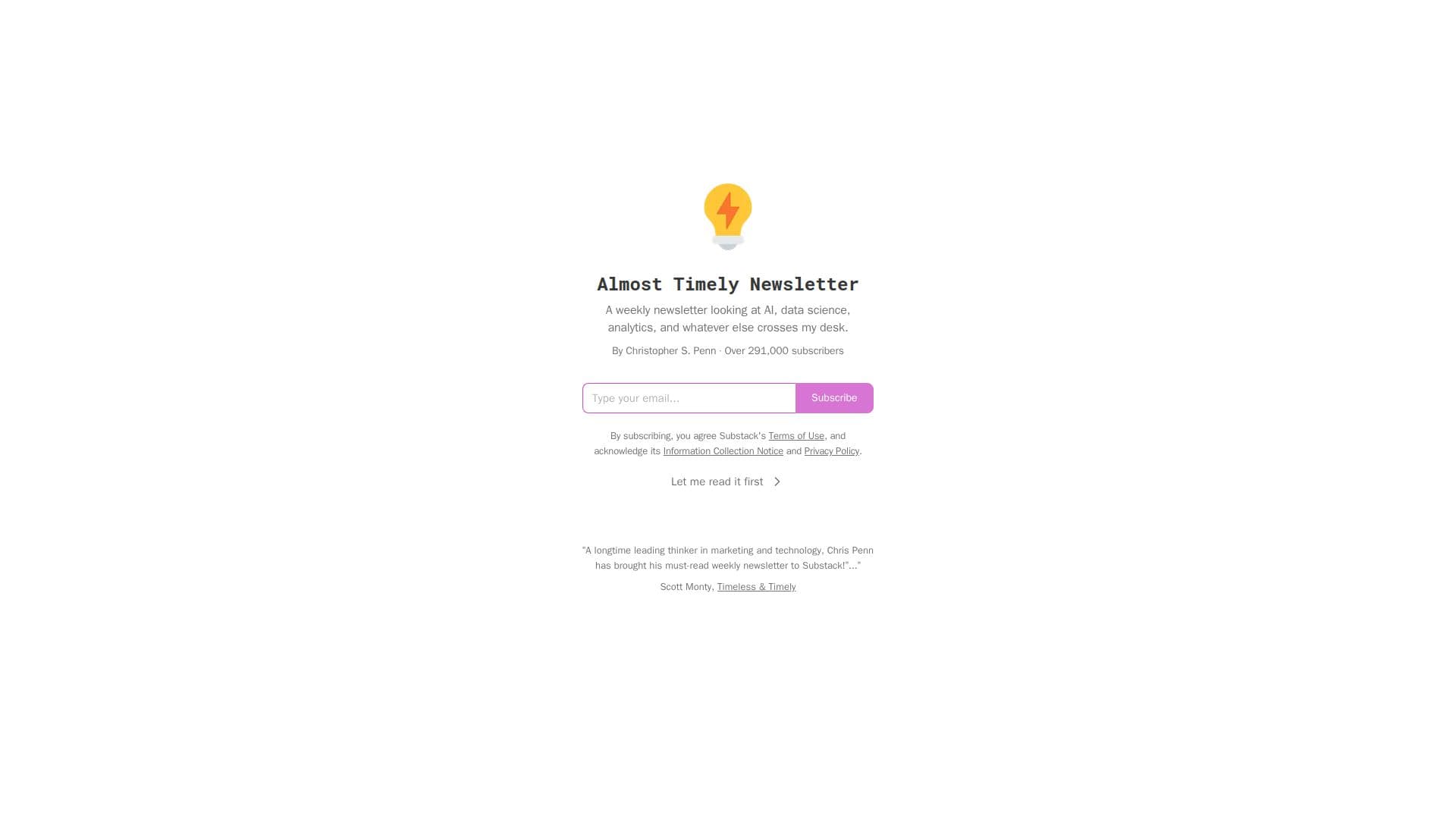 Almost Timely Newsletter screenshot
