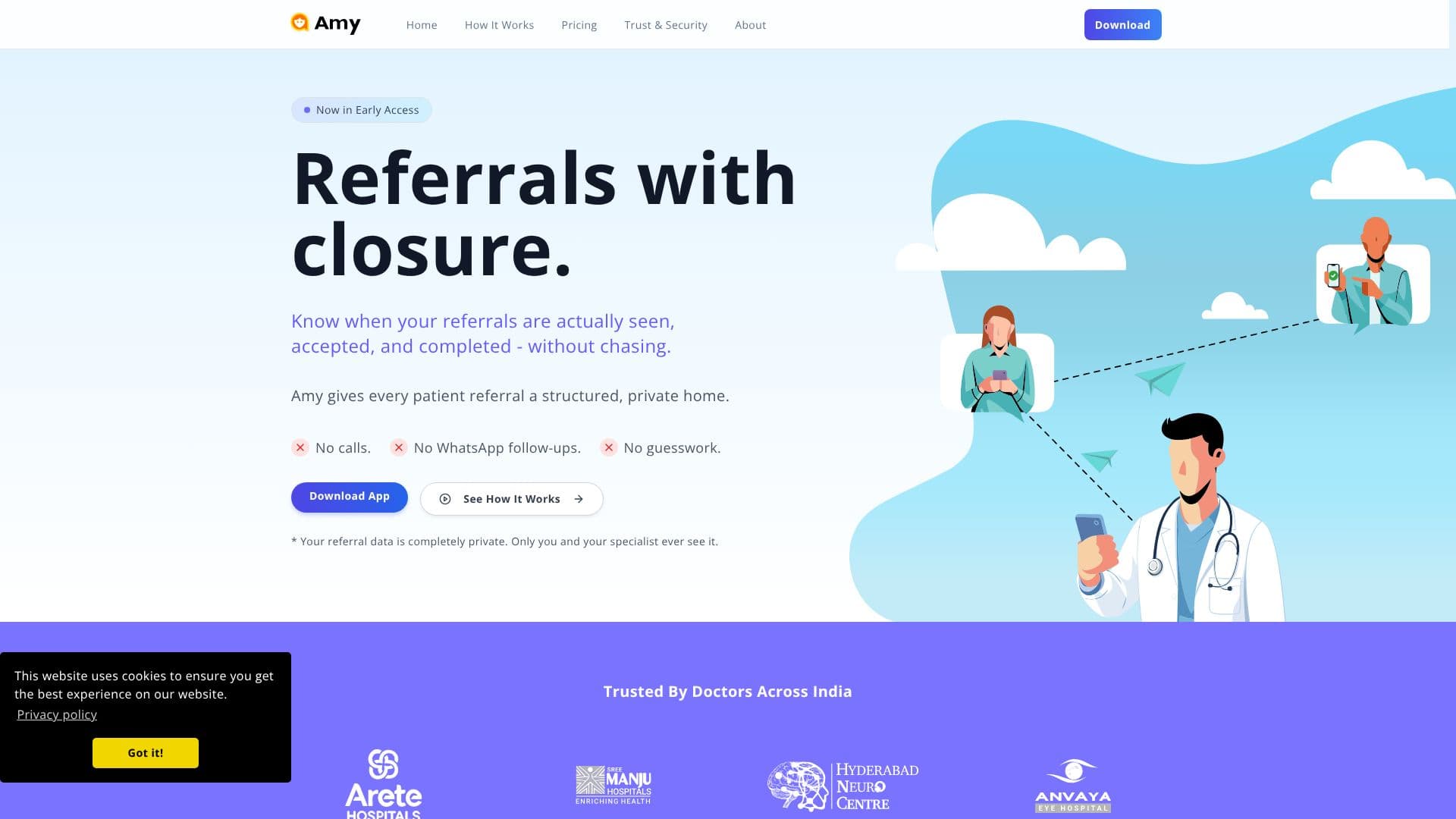 Amy Referrals screenshot