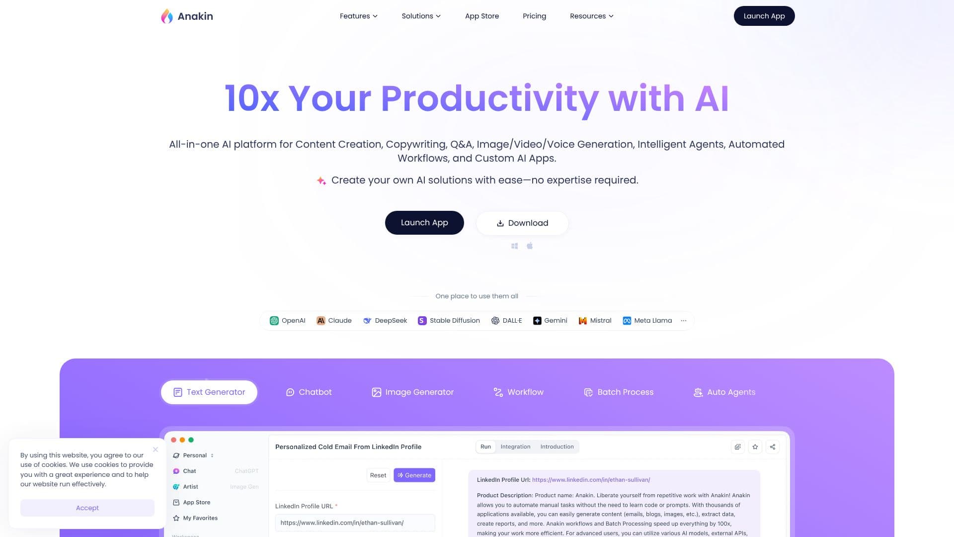 Скриншот Anakin.ai - AI Productivity