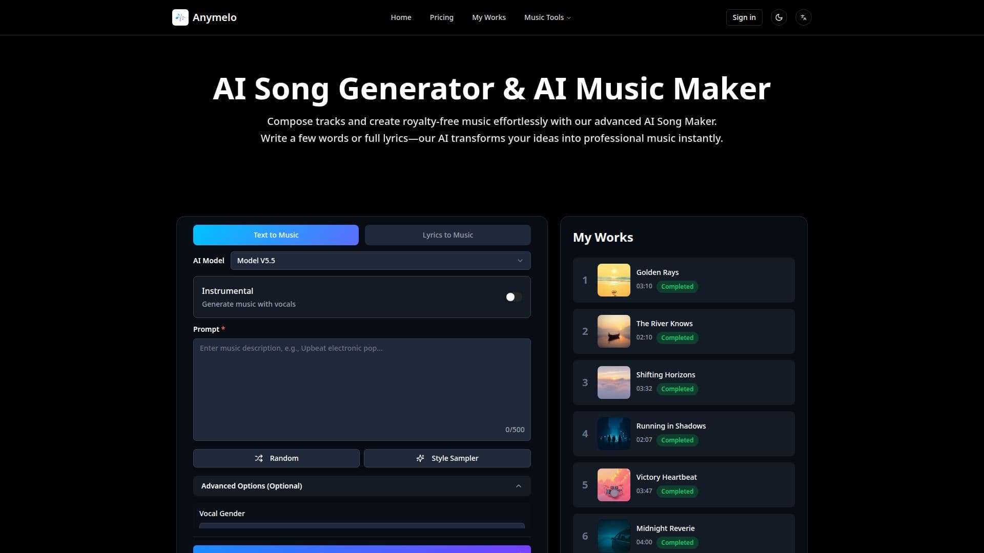 Anymelo screenshot