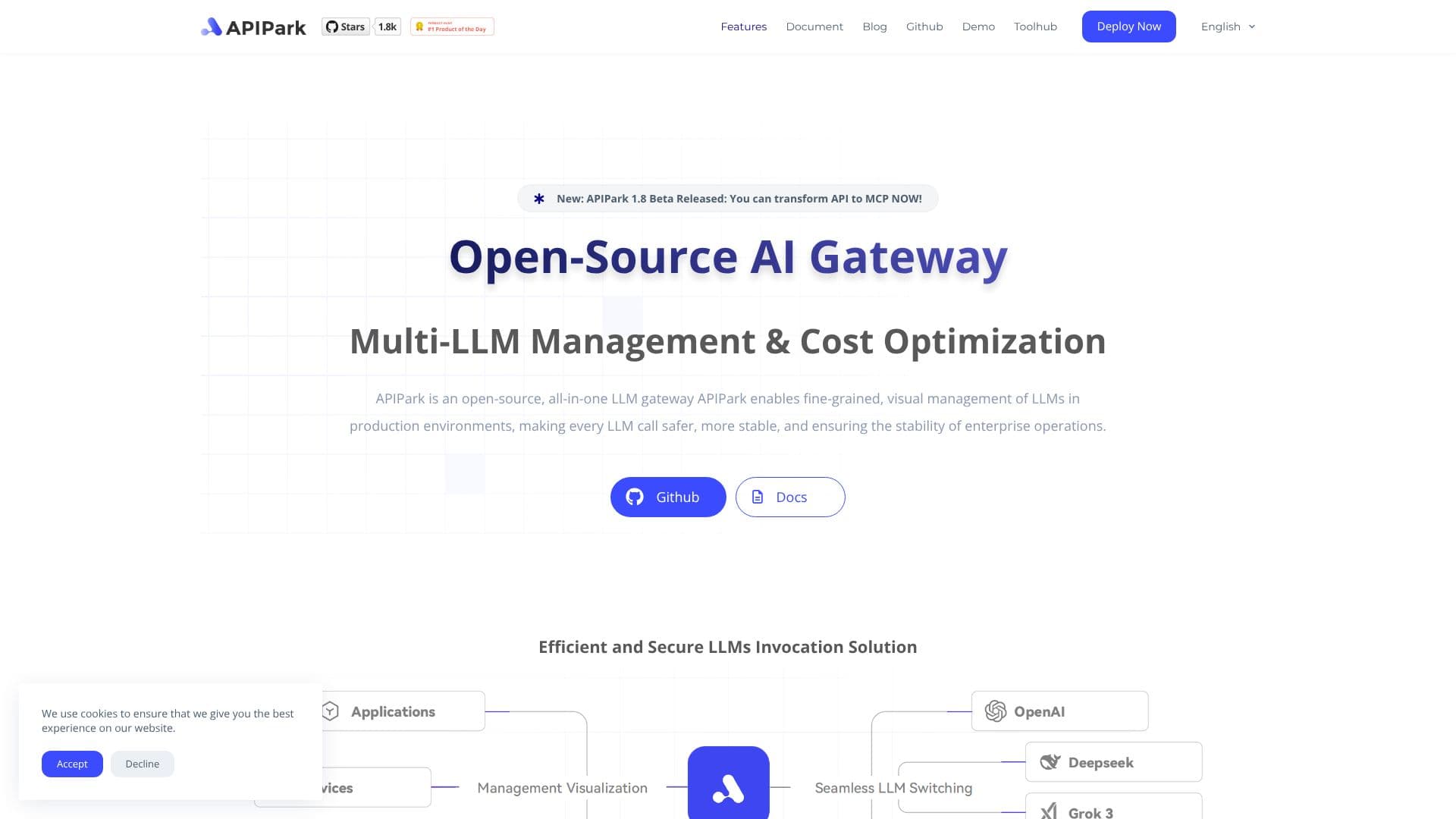 Screenshot von APIPark – API-Entwicklerportal
