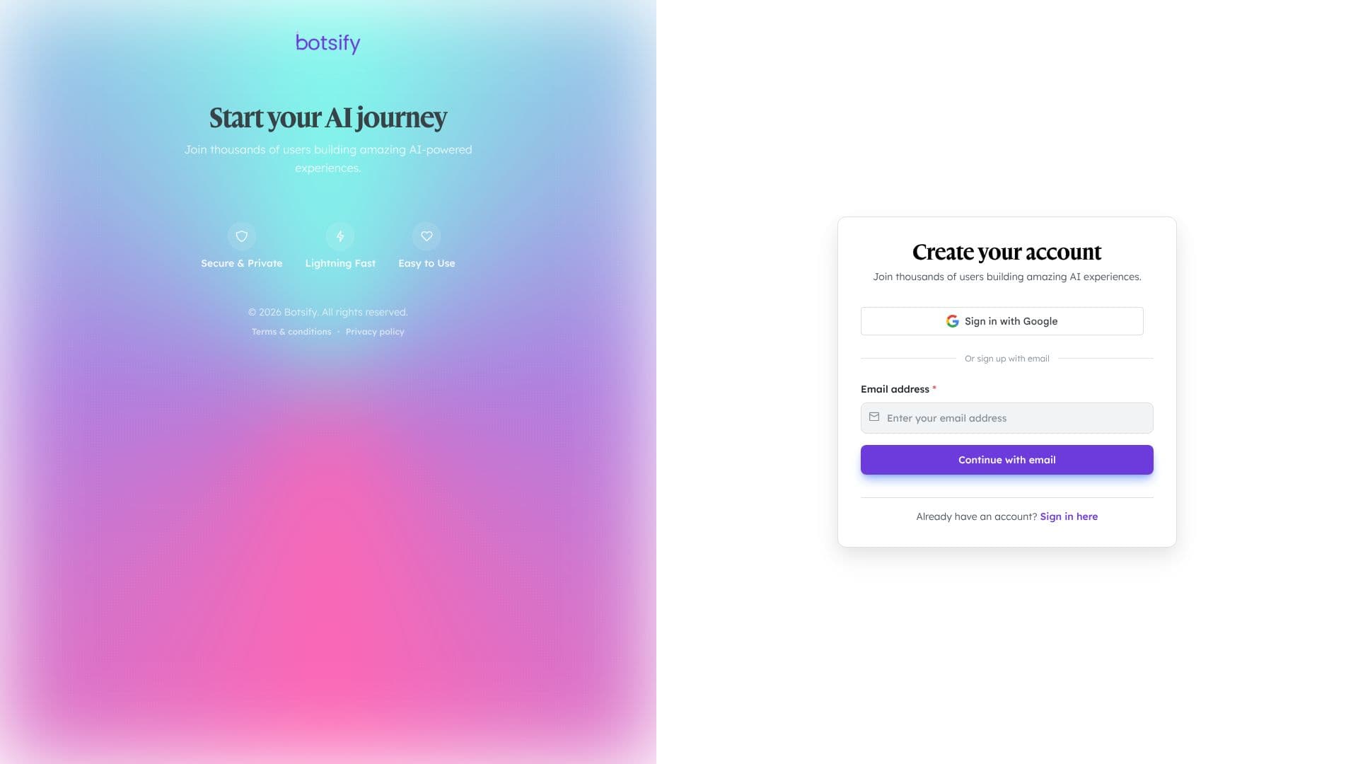 Screenshot von Botsify Agent