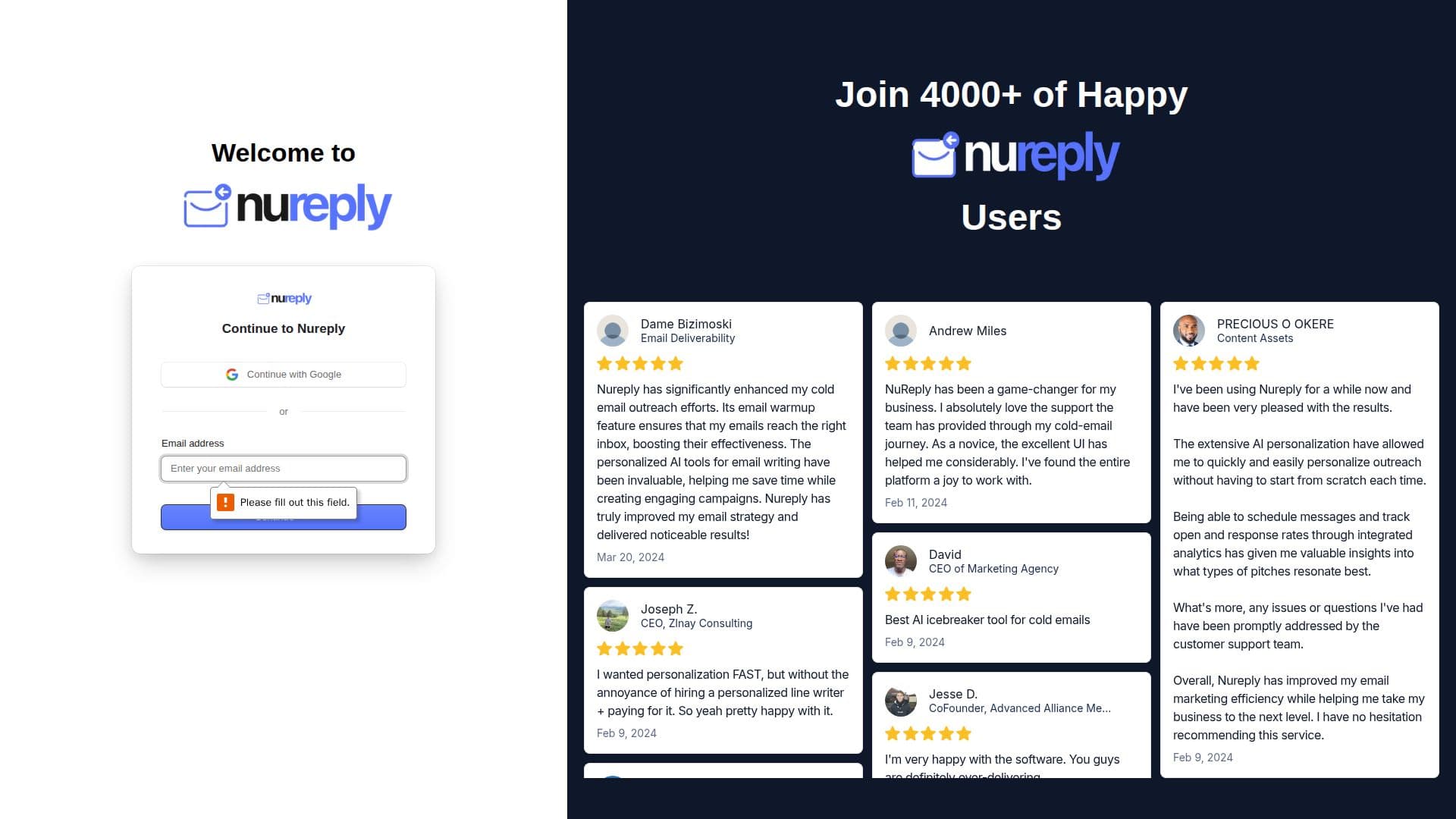Nureply - AI 기반 이메일 아웃리치 screenshot